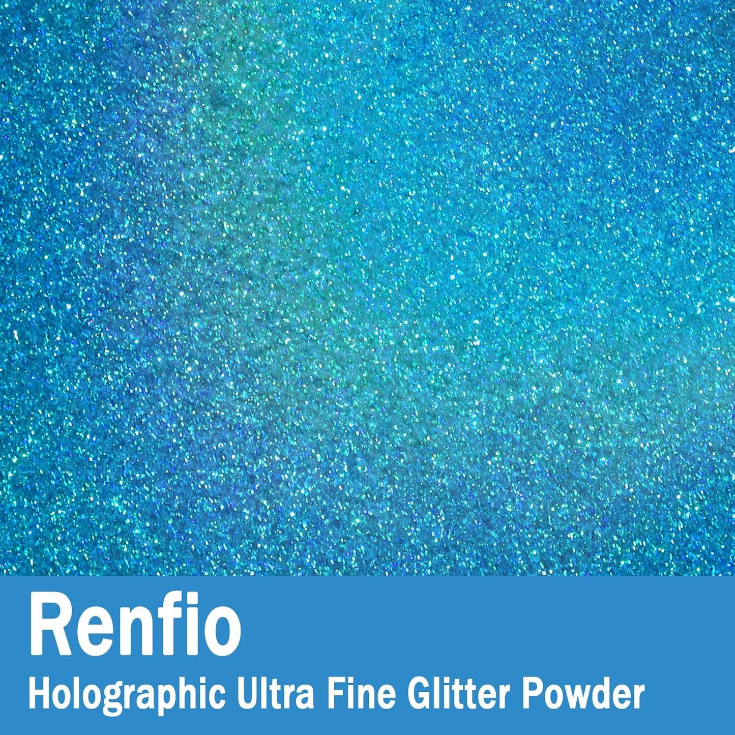 Renfio Holographic Ultra Fine Glitter Powder Metallic Resin Glitter 2.11 Oz (60g) PET Flakes Crafts Sequins 1/128" Fine Glitter Epoxy Chips Flakes for Tumblers Slime - Laser Blue
