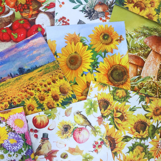 Mystery Pack Decoupage Paper Napkins, 20-ct Assorted Surprise Napkins, Decorative Napkins for Art Craft Junk Journal, Scrapbooking, 20 Different Fall Designs