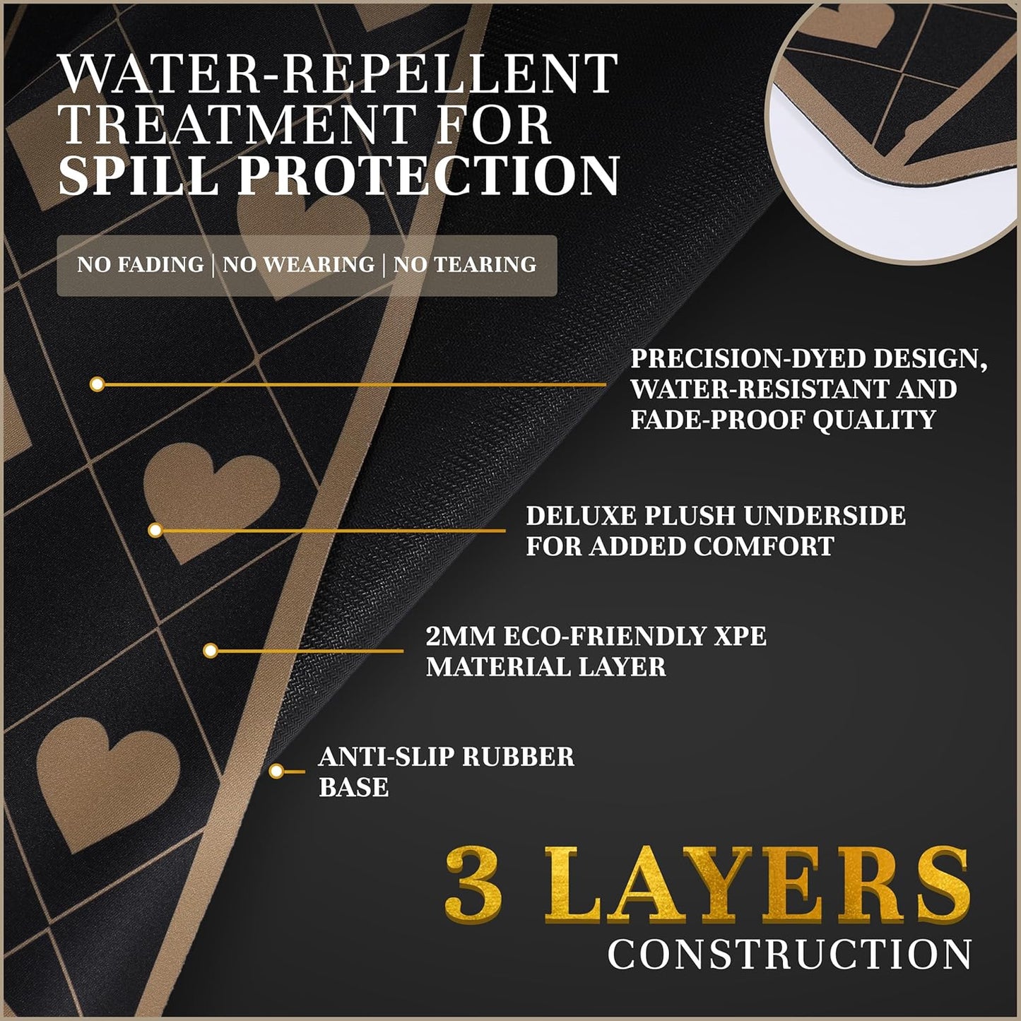 Poker Table Top - Foldable 70" x 35" Texas Hold'em Poker Mat with Non-Slip Backing and Zipper Carrying Bag - Waterproof and Portable Casino Table Topper Card Mat for Home Game Nights Up to 10 Players