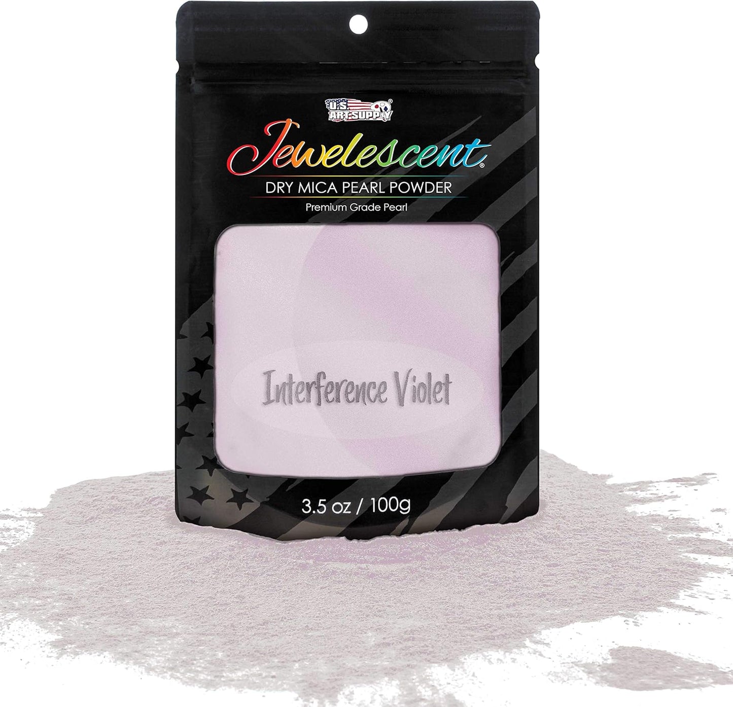 U.S. Art Supply Jewelescent Mica Pearl Pigment Powder, Interference Violet 3.5 oz (100g) Pouch - Cosmetic Grade, Epoxy Resin Color Pigment, Mica Powder for Resin, Soap, Slime, Candle Dye, Art, Crafts