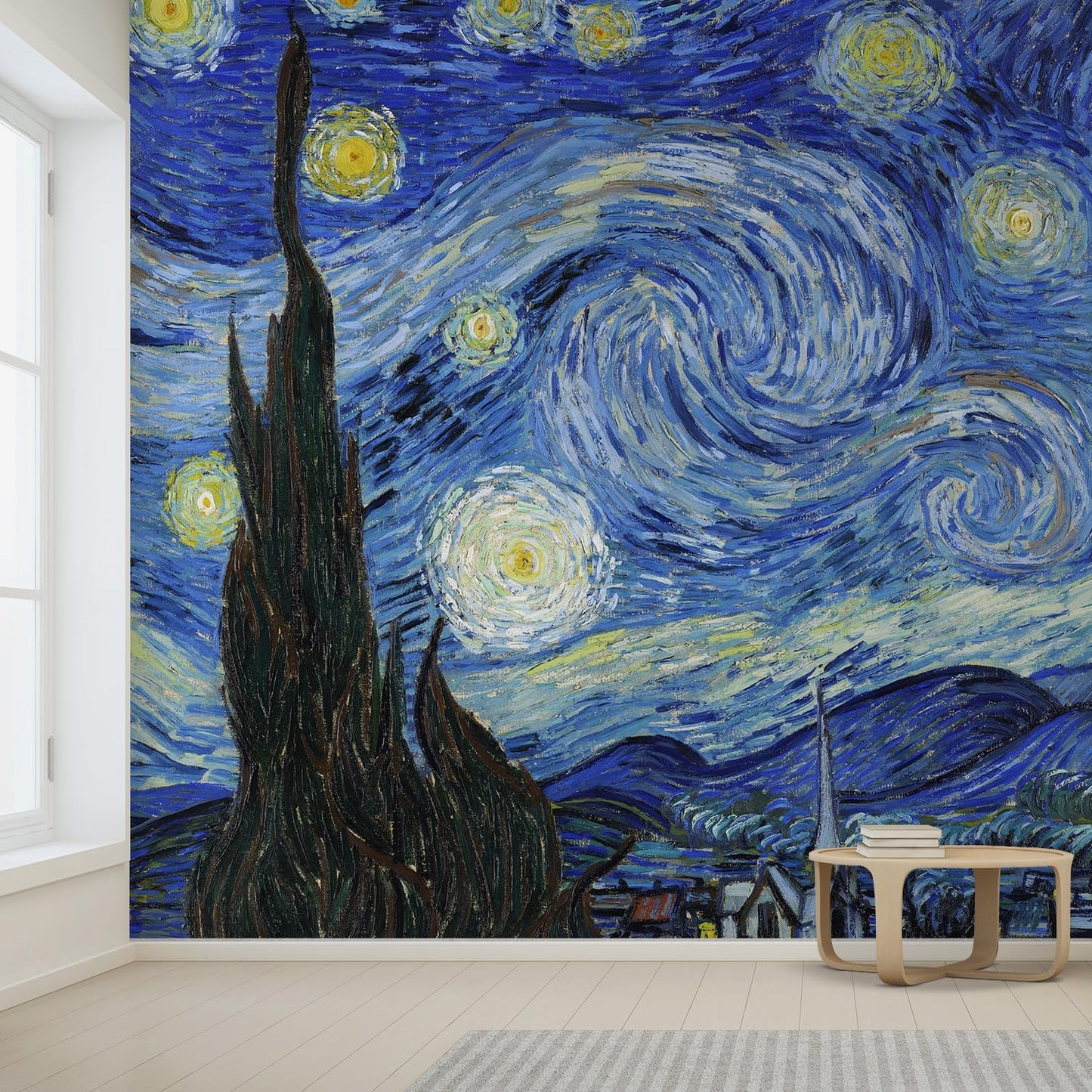 wall26 Starry Night by Vincent Van Gogh Dutch Impressionism 20th Century Artist Peel and Stick Large Wall Mural, Removable Wallpaper, Home Decor - 120x192 inches