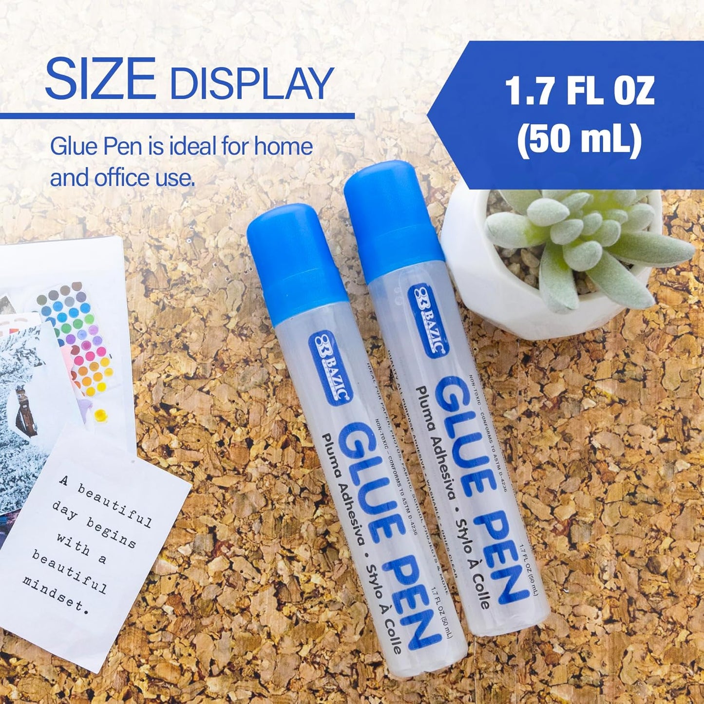 BAZIC Products Washable Glue Pen 1.7 Oz. (50 mL), Liquid Clear Glues Bond Adhesive for Art Crafts Project at School Home Office (2/Pack), 24-Pack