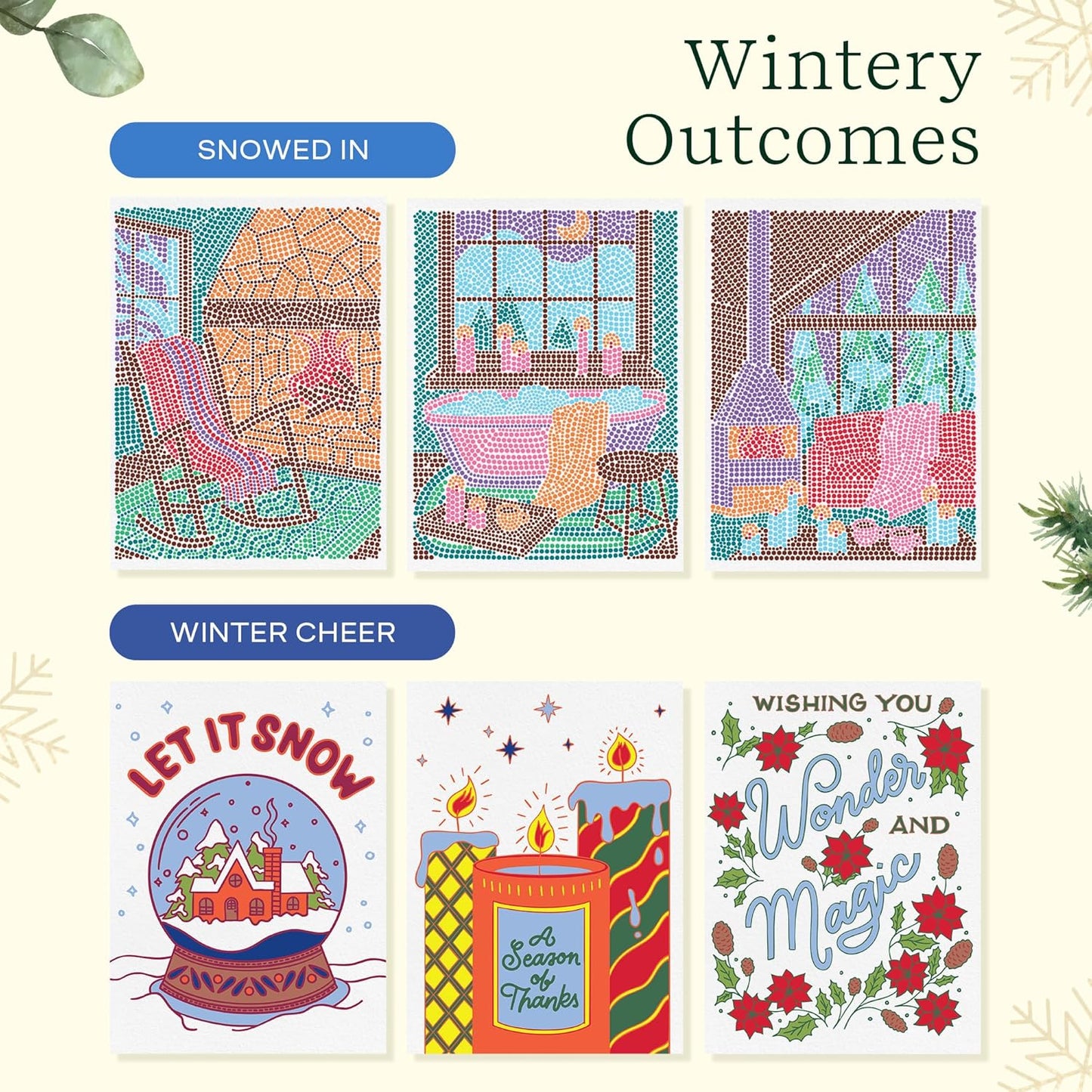 Lifelines FlowArt Activity Pad, 2-Pack Winter Set + Bonus Pad - Guided Art Meditations with Markers – Dot-by-Letter & Illuminate & Create - Coloring Books for Tweens, Adults & Seniors