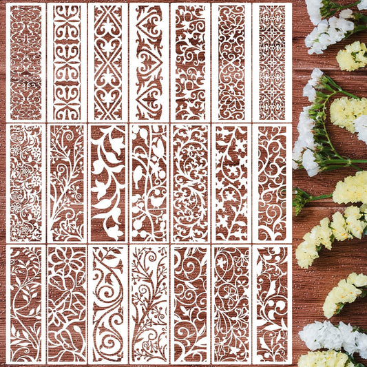 Floral Stencils for Crafts Reusable Texture Stencils Background Stencil Leaf Swirl Templates for Painting on Wood Furniture Card Canvas