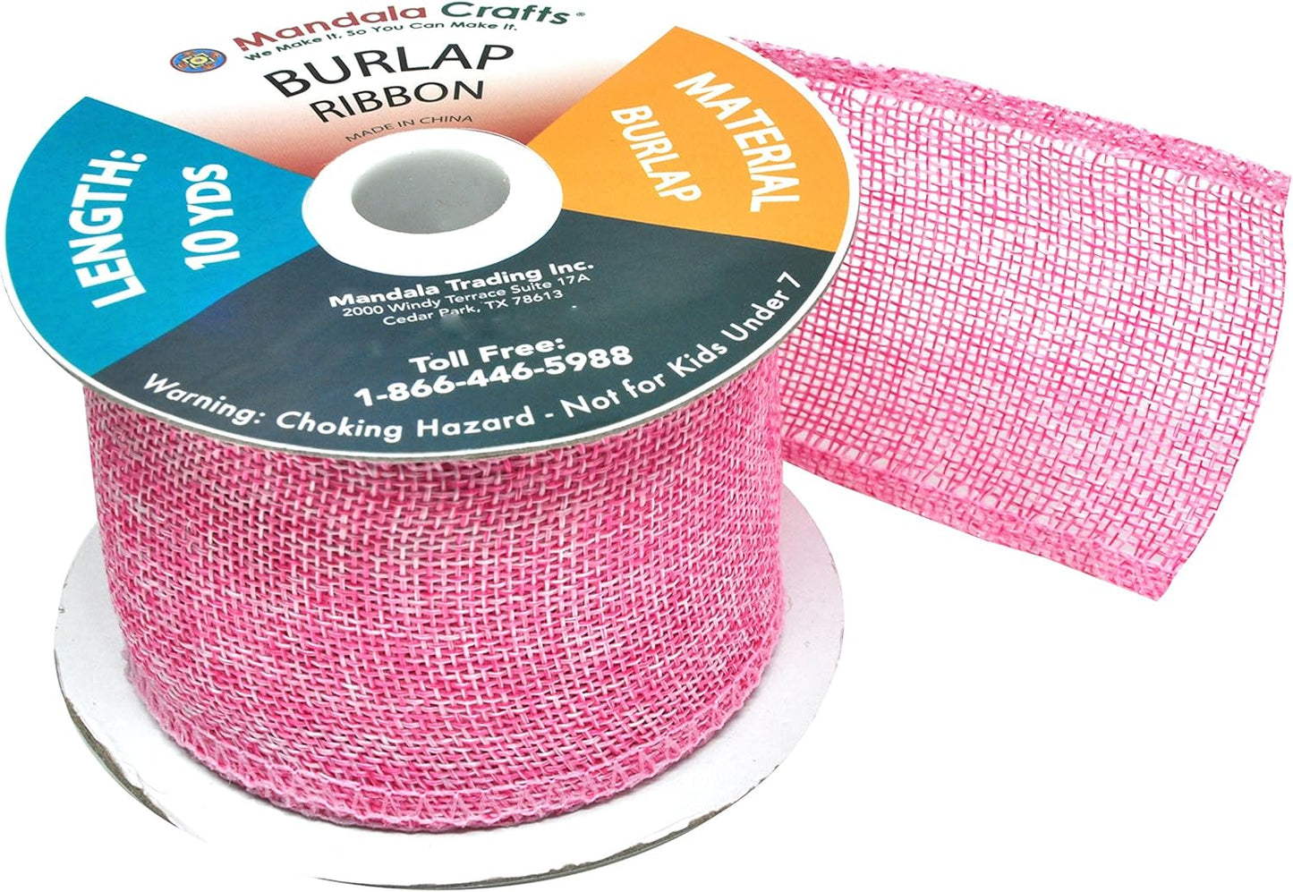Mandala Crafts Pink Burlap Ribbon 2.5 Inches Wide Jute Ribbons for Crafts - 20 Yds Roll Rustic Burlap Wrap Trim Ribbons for Wreaths Bows Wedding Party Decoration