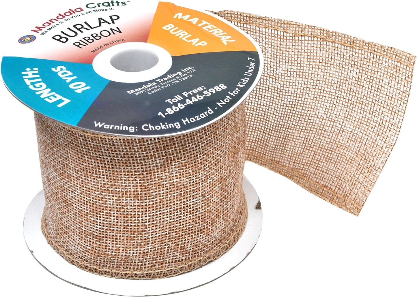 Mandala Crafts Natural Burlap Ribbon 3 Inches Wide Jute Ribbons for Crafts - 20 Yds Roll Rustic Burlap Wrap Trim Ribbons for Wreaths Bows Wedding Party Decoration