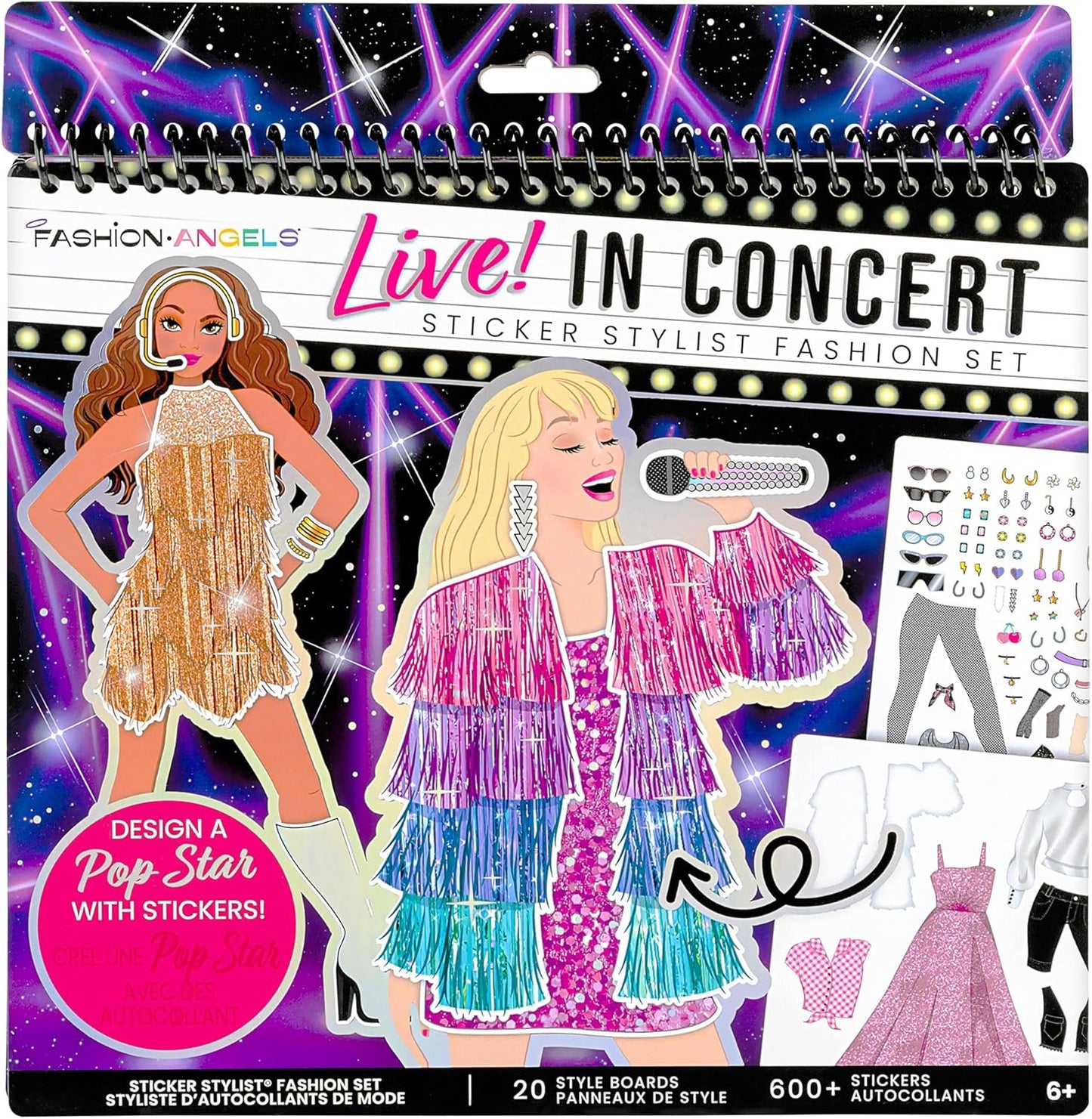 Fashion Angels Live! in Concert Sticker Stylist Fashion Set, Includes Concert Venue Style Boards, Popstar Silhouettes & 600+ Stickers, Ideal Gift for Kids & Teens