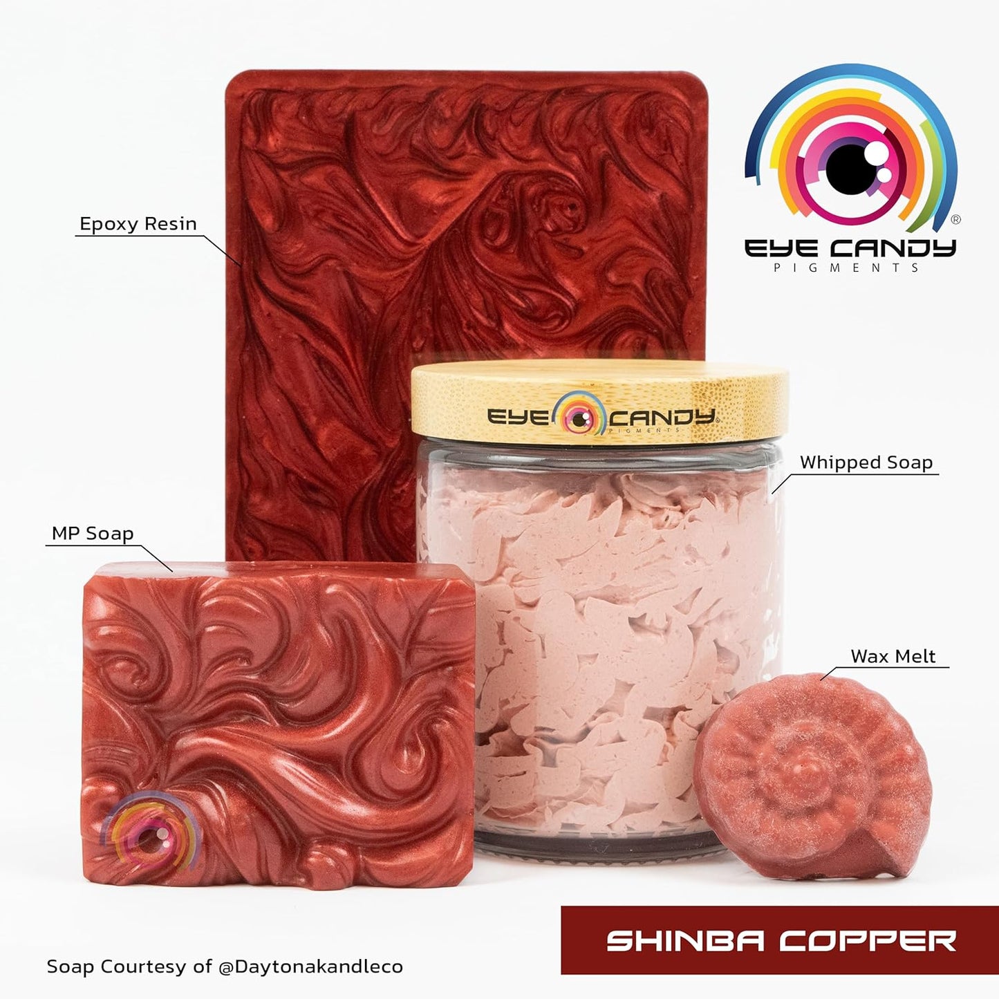Eye Candy Pigments Premium Copper Mica Powder - Shinba Copper (50gr) - for Epoxy, Resin, Soap, Paint, Woodworking, Acrylic Pouring, Bath Bombs, Fishing Lures - DIY Arts and Crafts Additive