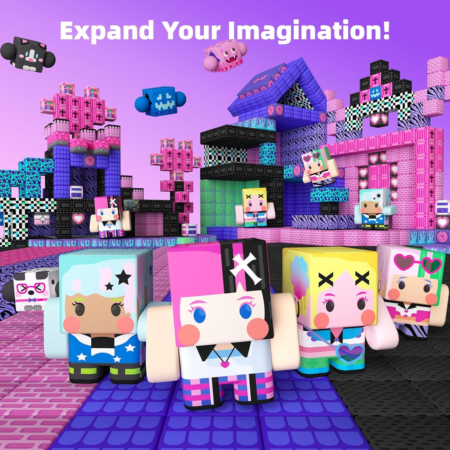 GobiDex 8PCS Magnetic Figures Playset, Travel Toys with Rotatable Animal and Character for Kids & Toddlers, Compatible with Magnet Building Blocks, Educational Sensory Pretend Play Gift