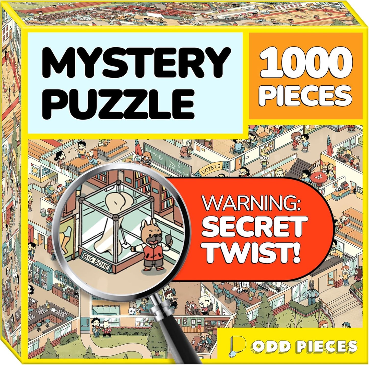 Odd Pieces Jigsaw Puzzles 1000 Pieces - Magic Mystery Story Secret Ending Puzzle - Perfect Game Night for Adults & Kids - Cat Dog Cartoon Theme (Snack Attack)