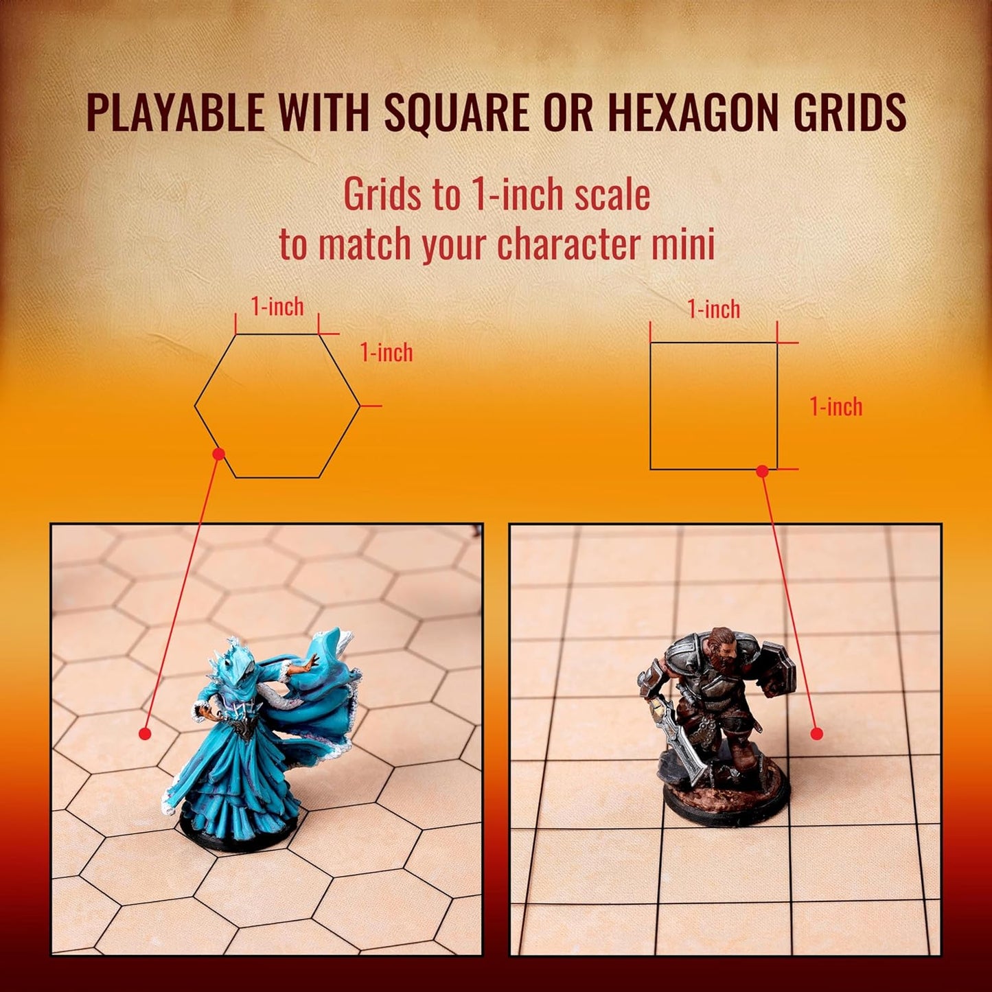 da Vinci's Room 2-in-1 DND Battle Map and 4 Foot Rubber Game Mat 48x36 inches with Dry Erase Square or Hex Grid - DND Battle Mat, D&D Map for D&D, Board Games, TTRPGs and Other Tabletop Games