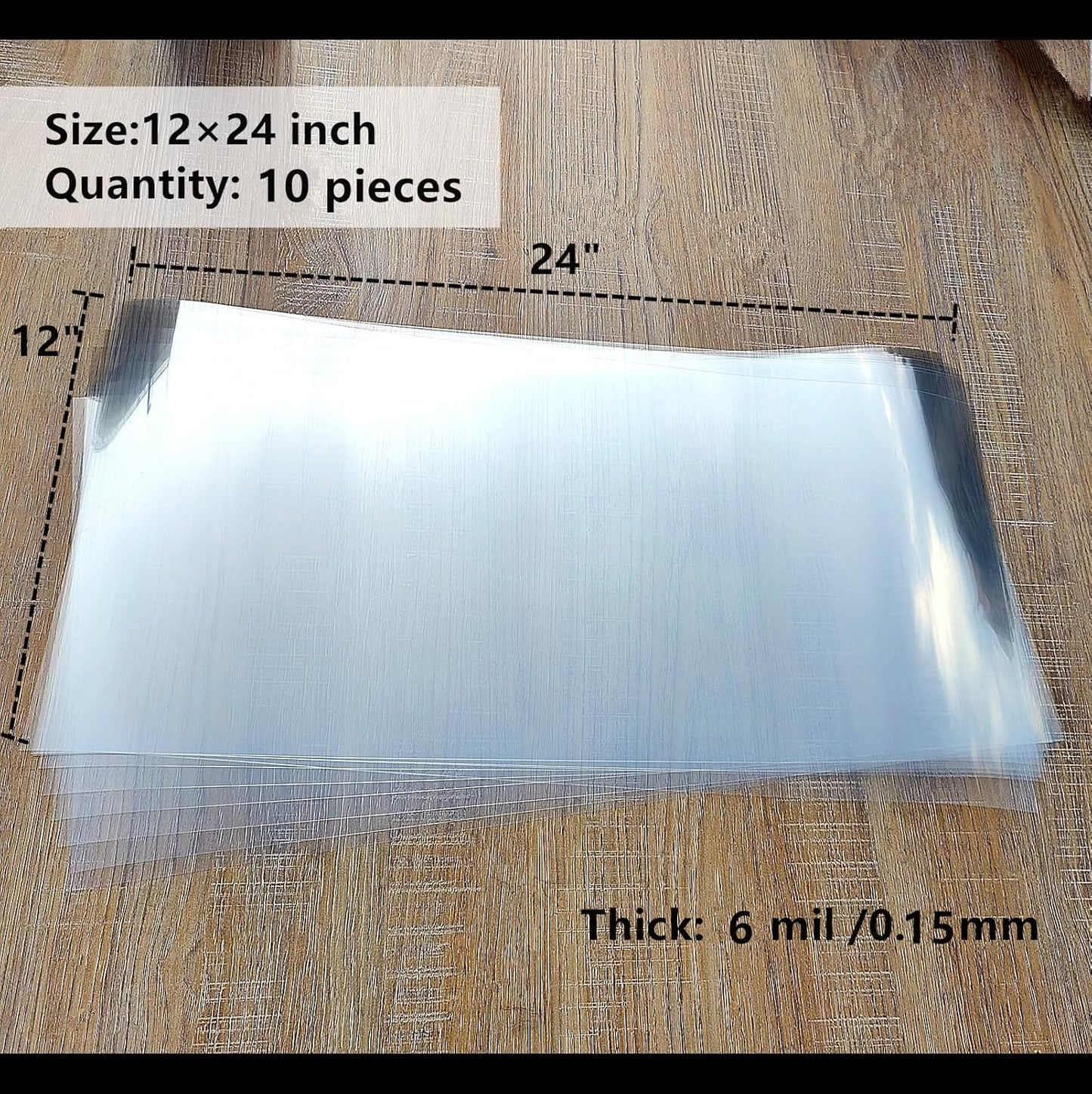 Clear Blank Stencil Sheet for Cutting. 10 Pack 12" x 24" 6mil/0.15mm Thick .Gift, Acetate Template Material,Craft Plastic Sheets (6 mil,10 Pack)