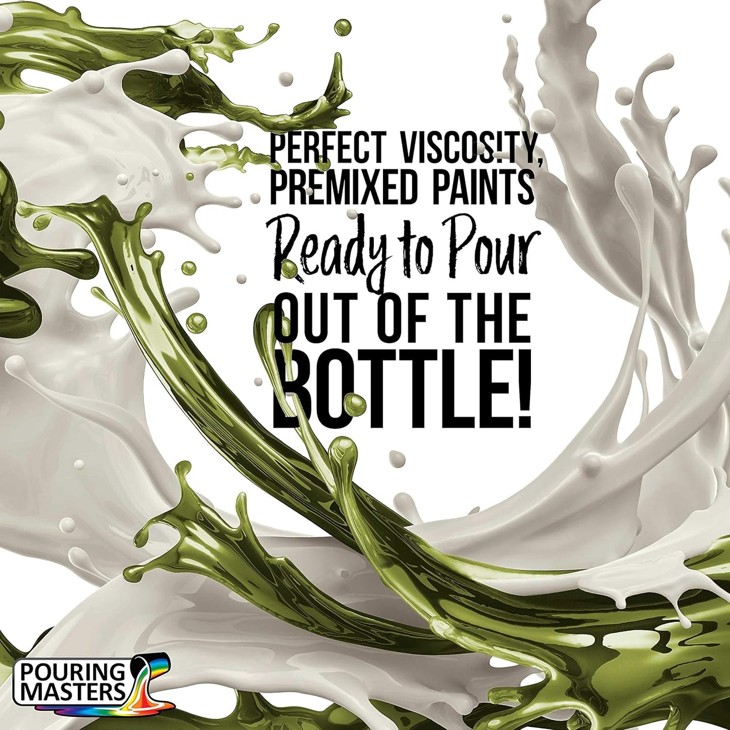POURING MASTERS Olive Green Acrylic Ready to Pour Pouring Paint - Premium 8-Ounce Pre-Mixed Water-Based - for Canvas, Wood, Paper, Crafts, Tile, Rocks and More