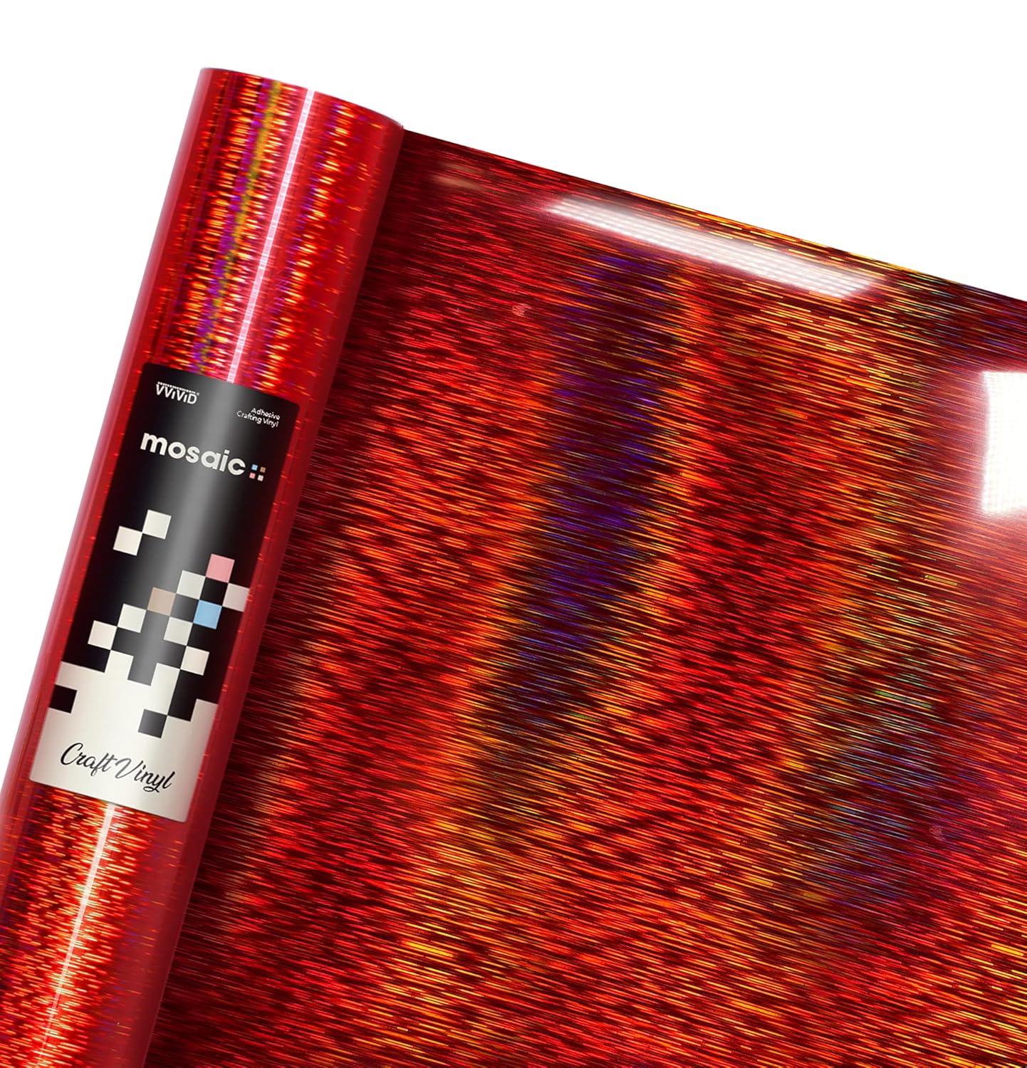 Mosaic+ Red Brushed Holographic 1ft x 5ft Crafting Vinyl Crinkle-Free 8yr UV Finish Crafting Vinyl, by VViViD