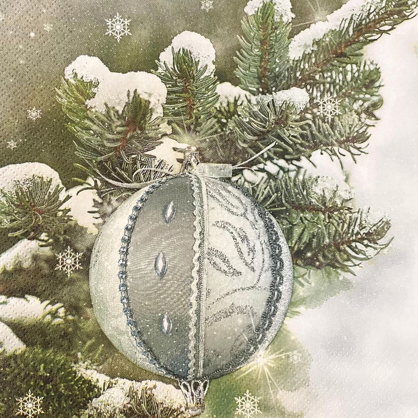 20-ct 13x13 Christmas Paper Decoupage Napkins, 3-Ply Servilletas Tissue Napkin for Dinner and Parties, Disposable Napkins (Ornament X)