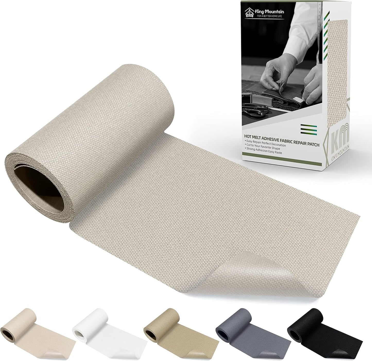 KING MOUNTAIN Canvas Iron on Patch,3"×60",Waterproof 100% Cotton Fabric Repair Patch,Used for Various Sofa,Tent,Clothes,Seats,Suitcases (Beige Coffee)