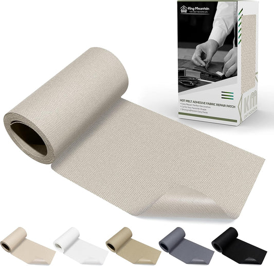 KING MOUNTAIN Canvas Iron on Patch,3"×60",Waterproof 100% Cotton Fabric Repair Patch,Used for Various Sofa,Tent,Clothes,Seats,Suitcases (Beige Coffee)