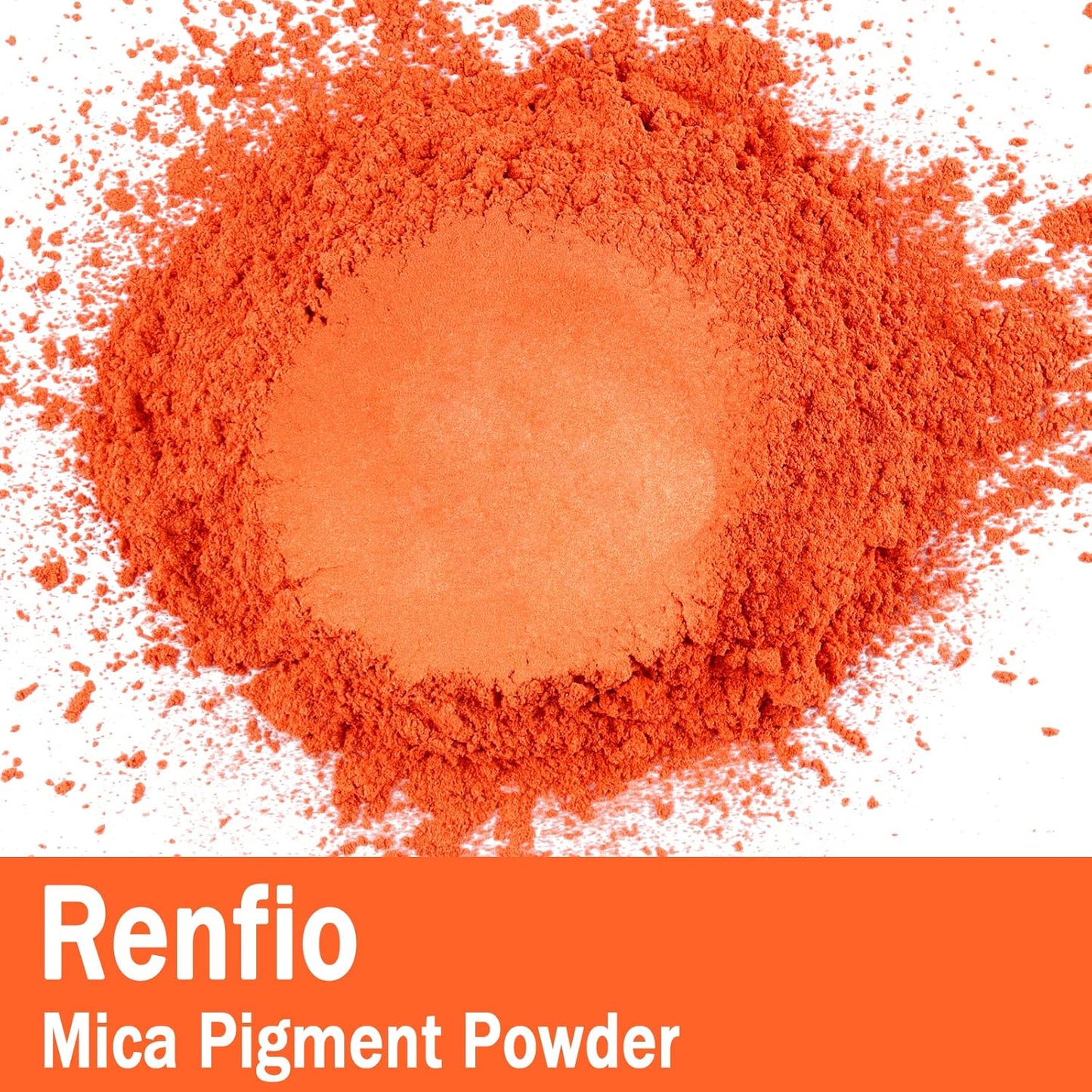 Renfio 100g Mica Powder Pigment, Metallic Natural Dye Mineral Pearl Shimmer Epoxy Resin Dye for Painting Soap Making Slime Bath Bombs 3.5 Oz - Orange