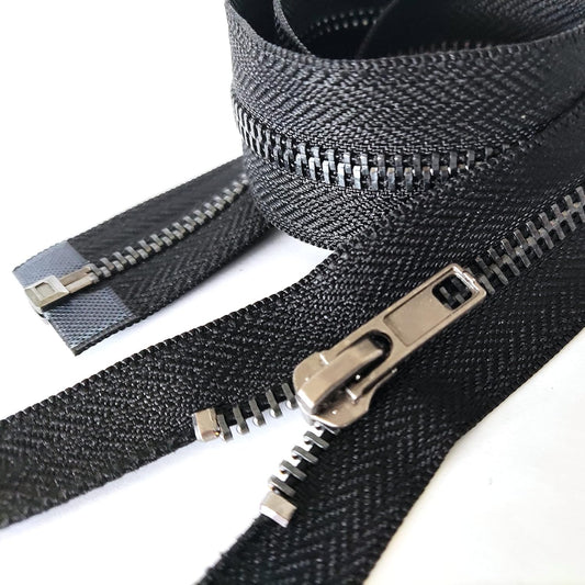 Leekayer Zipper #5 24 Inch Separating Zipper Black Nickel Metal Zipper 60 cm Zipper for Sewing Bag Crafts Jacket Zipper Repair Coats Bulk 2pcs