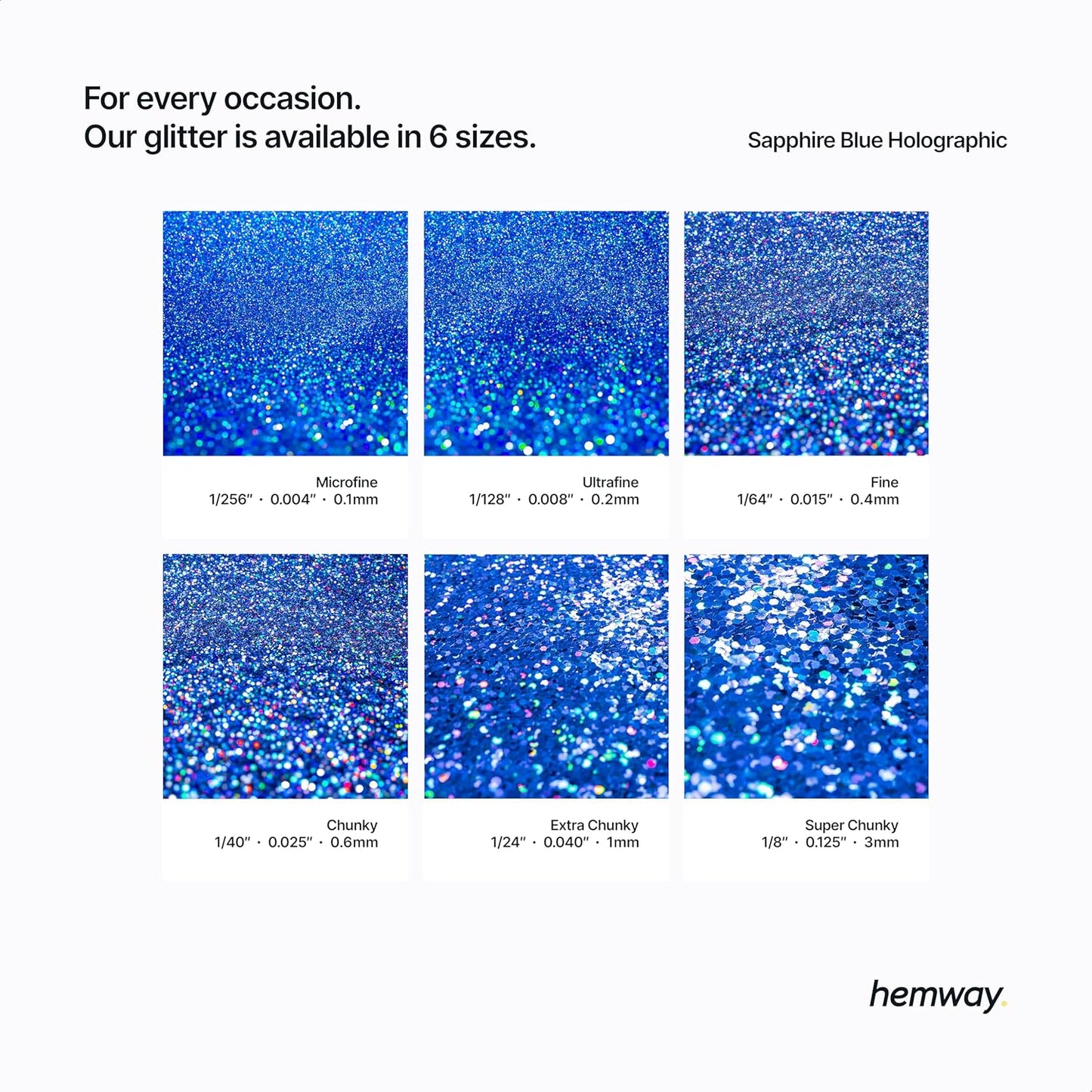 Hemway Glitter for Resin 100g Sapphire Blue Holographic Metallic Crystals for Epoxy Craft Super Chunky Flakes Tumblers Wax Melt