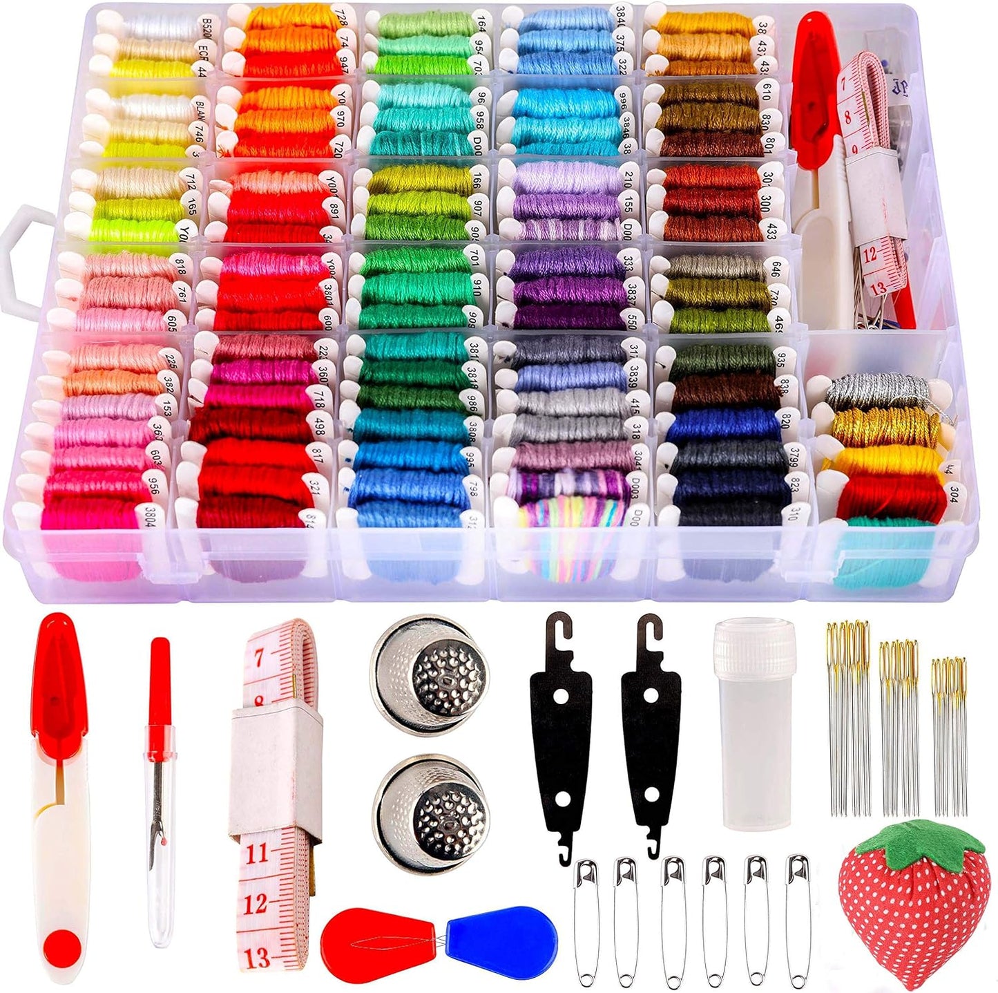 200pcs+ Embroidery Floss kit, Friendship Bracelet String Kit with Organizer Box-Included 100pcs Friendship Bracelet Floss Thread,Cross Stitch Kits Xmas Gifts