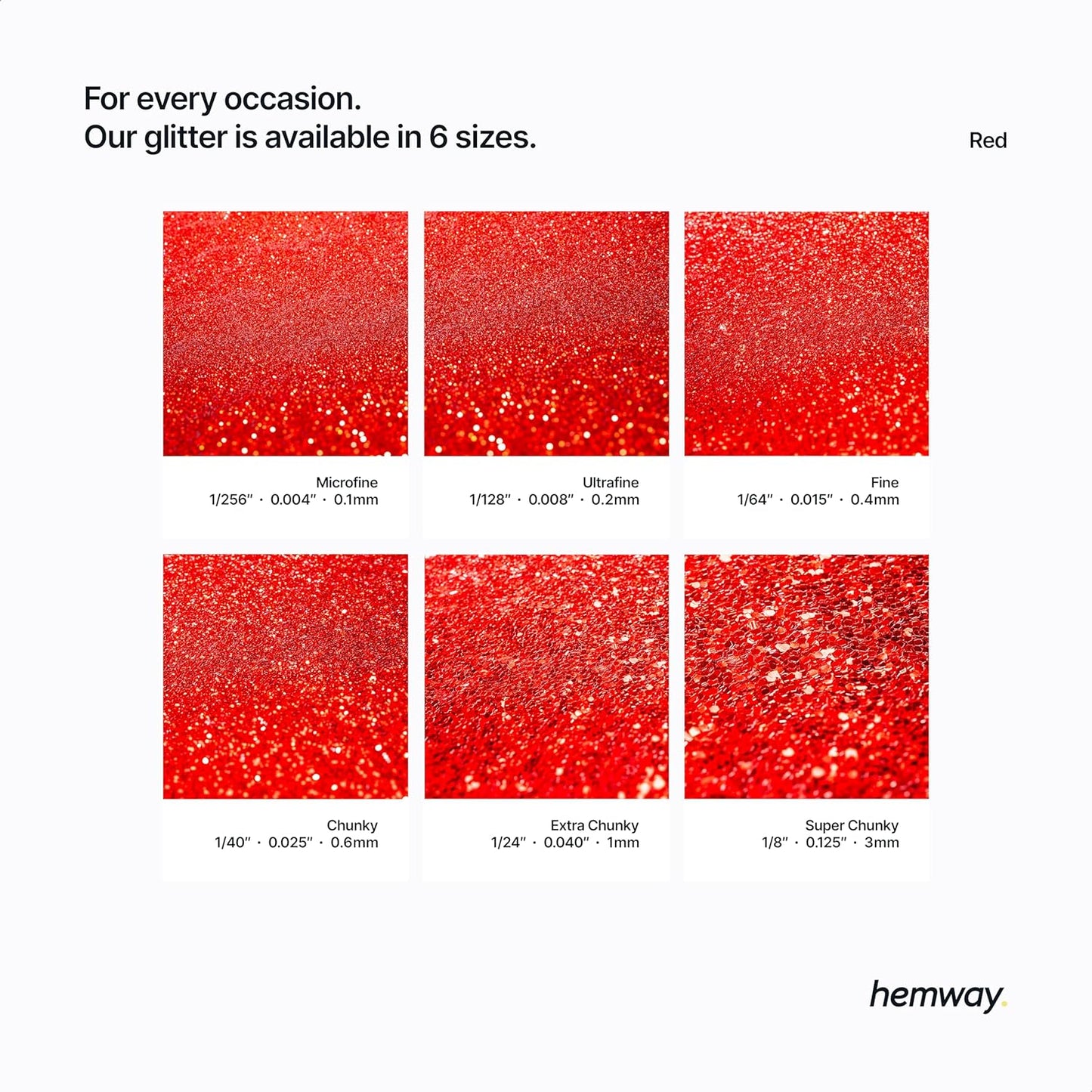 Hemway Polyurethane & Epoxy Resin Glitter 100g / 3.5oz Metallic Crystal Flake Additive for Flooring Jewelry Tumblers Glass Pigment - Fine (1/64" 0.015" 0.4mm) - Red