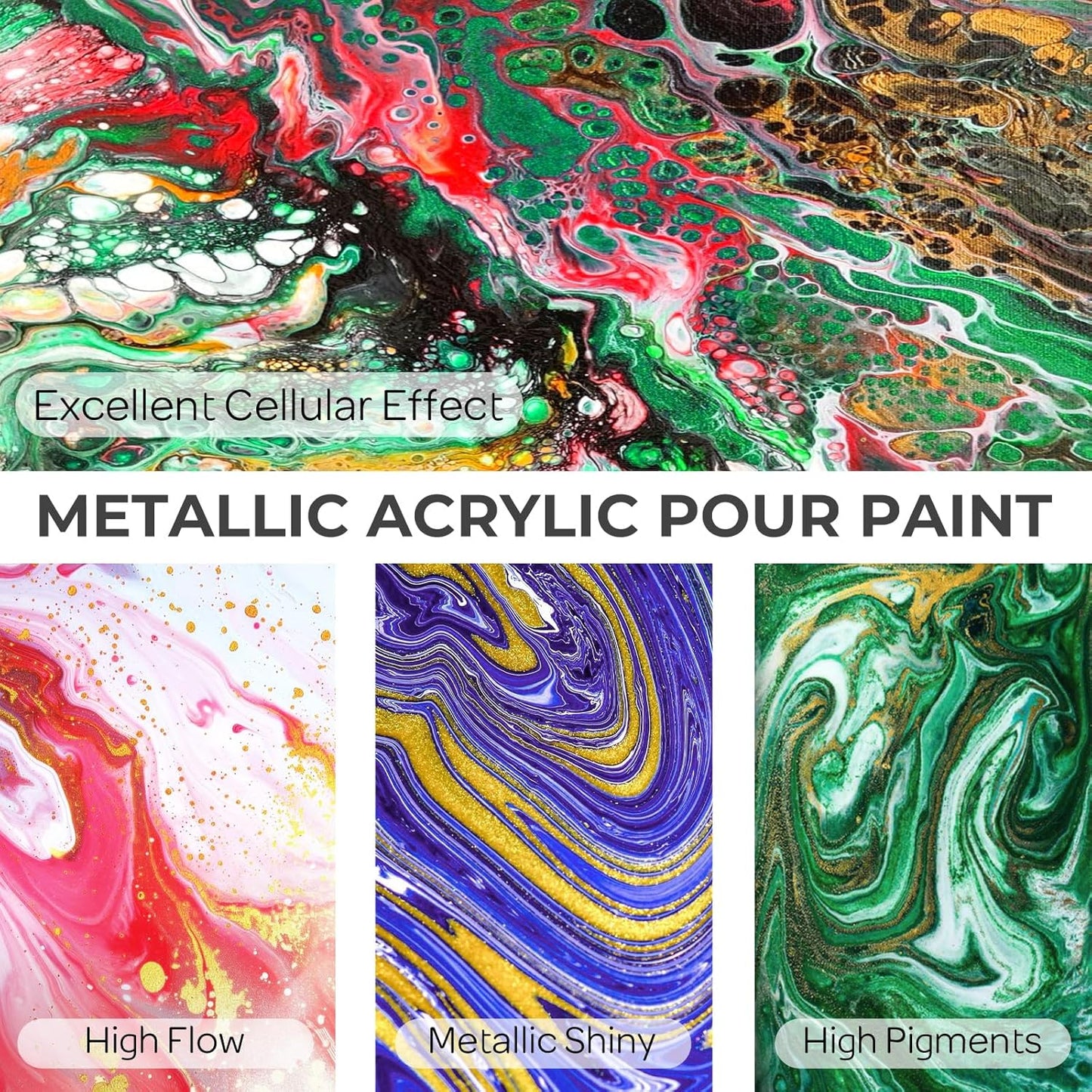 Nicpro 8 Colors 33.8 oz Large Bulk Iridescent Acrylic Pouring Paint Supplies Kit, Premixed High Flow Art Pour Paint with Silicone Pour Oil, Gloves, Tablecloths for Beginner DIY, Ready to Pour