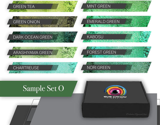 Eye Candy Green Mica Pigment Powder Set O - Mica Powder for Epoxy Resin Art - Woodworking - Cosmetic Grade Mica Powder - Bath Bombs - Pigment Powder Variety Pack - 50g - Non-Toxic - Skin Safe