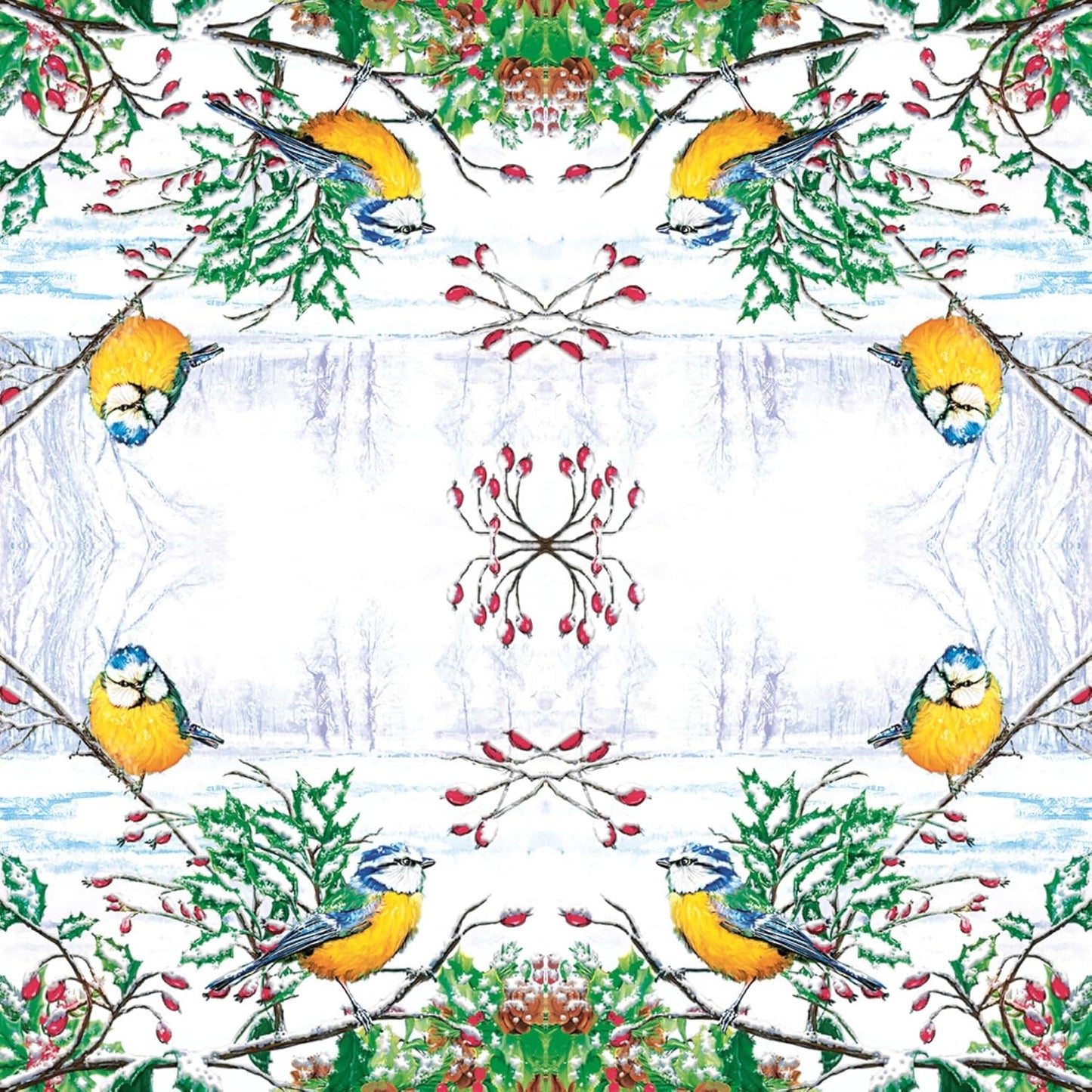 20-ct 13x13 Christmas Paper Decoupage Napkins, 3-Ply Servilletas Tissue Napkin for Dinner and Parties, Disposable Napkins (Winter Tits)