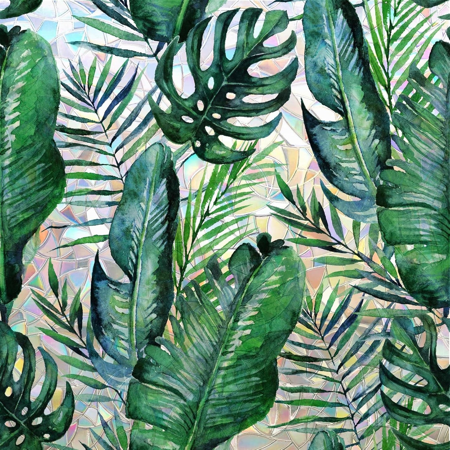 DKTIE Nature Pattern Rainbow Window Film Decorative Stained Glass Window Film Static Cling Films Easy Apply Removable Comes with Tools (U560-rainbow, 35.4" x 118.1")