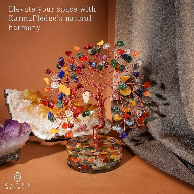 7 Chakra Tree Gifts for Women, Handmade Crystal Tree of Life for Positive Energy, Money, Good Luck, Reiki Healing, Christmas Home Decor, Office Desk Decor, Unique Birthday Gifts for Mom, Sister