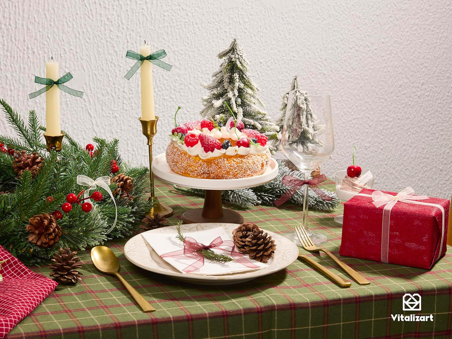 Vitalizart 3/8" x 30Yd Organza Ribbon Christmas Sheer Ribbons Set 10 Yd x 3 Rolls Red Green White Handmade Eco-Friendly for Christmas Gift Wrapping Tree Decor Bows Wreaths