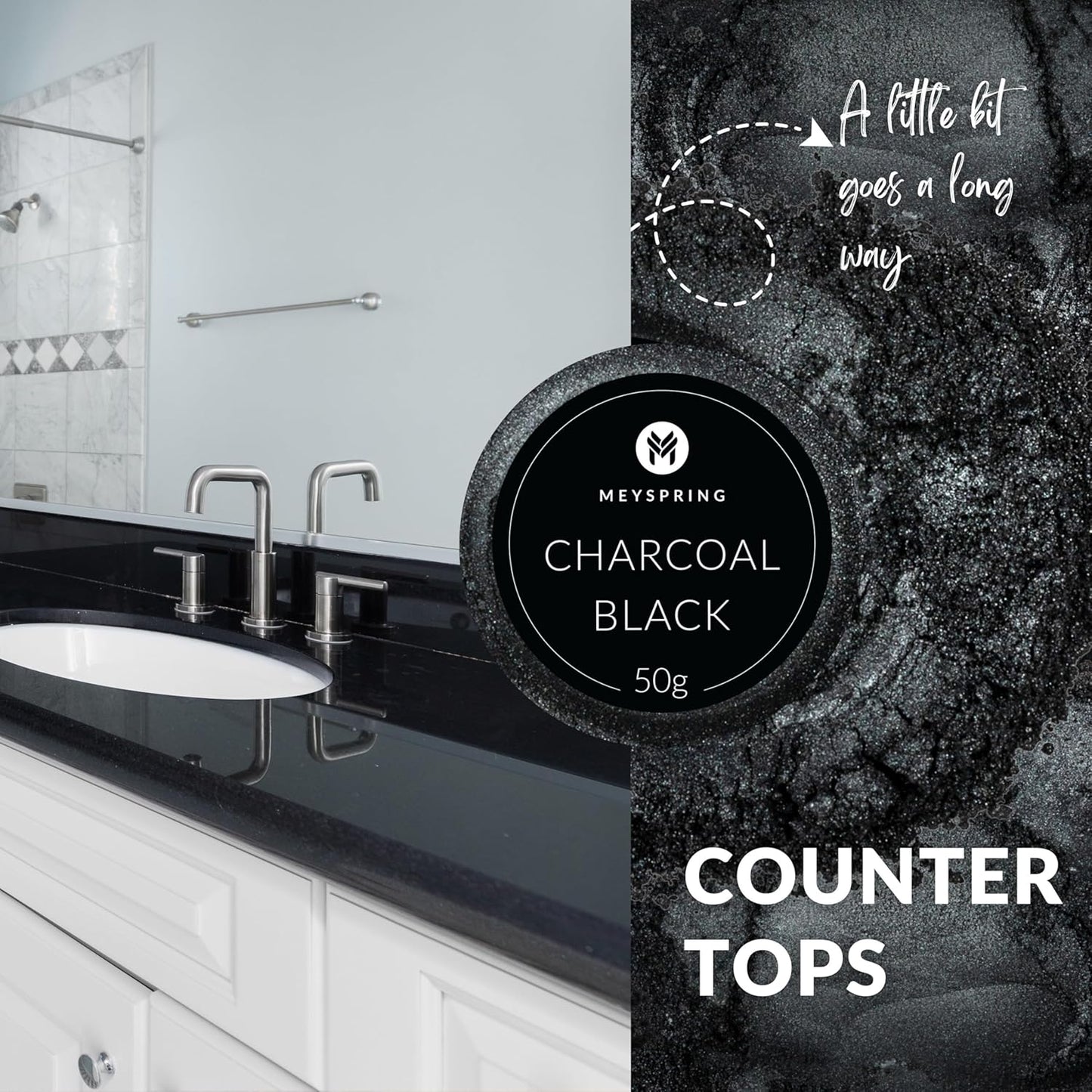 MEYSPRING Charcoal Black Mica Powder for Epoxy Resin - 50 Grams - Great for Resin Art and UV Resin - Epoxy Resin Color Pigment