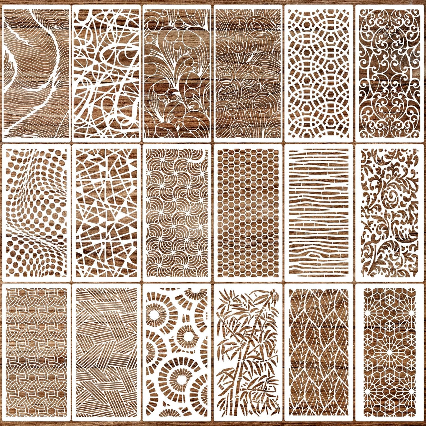 Stencils for Crafts Reusable Texture Stencils Background Stencil Leaf Floral Templates for Painting on Wood Furniture Card Canvas Scrapbook(Border Stencil 04/18p)