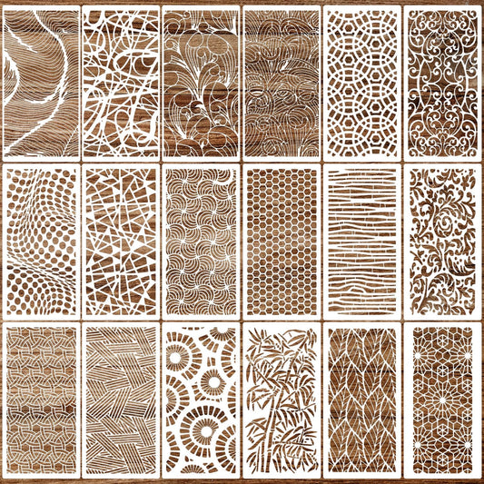 Stencils for Crafts Reusable Texture Stencils Background Stencil Leaf Floral Templates for Painting on Wood Furniture Card Canvas Scrapbook(Border Stencil 04/18p)