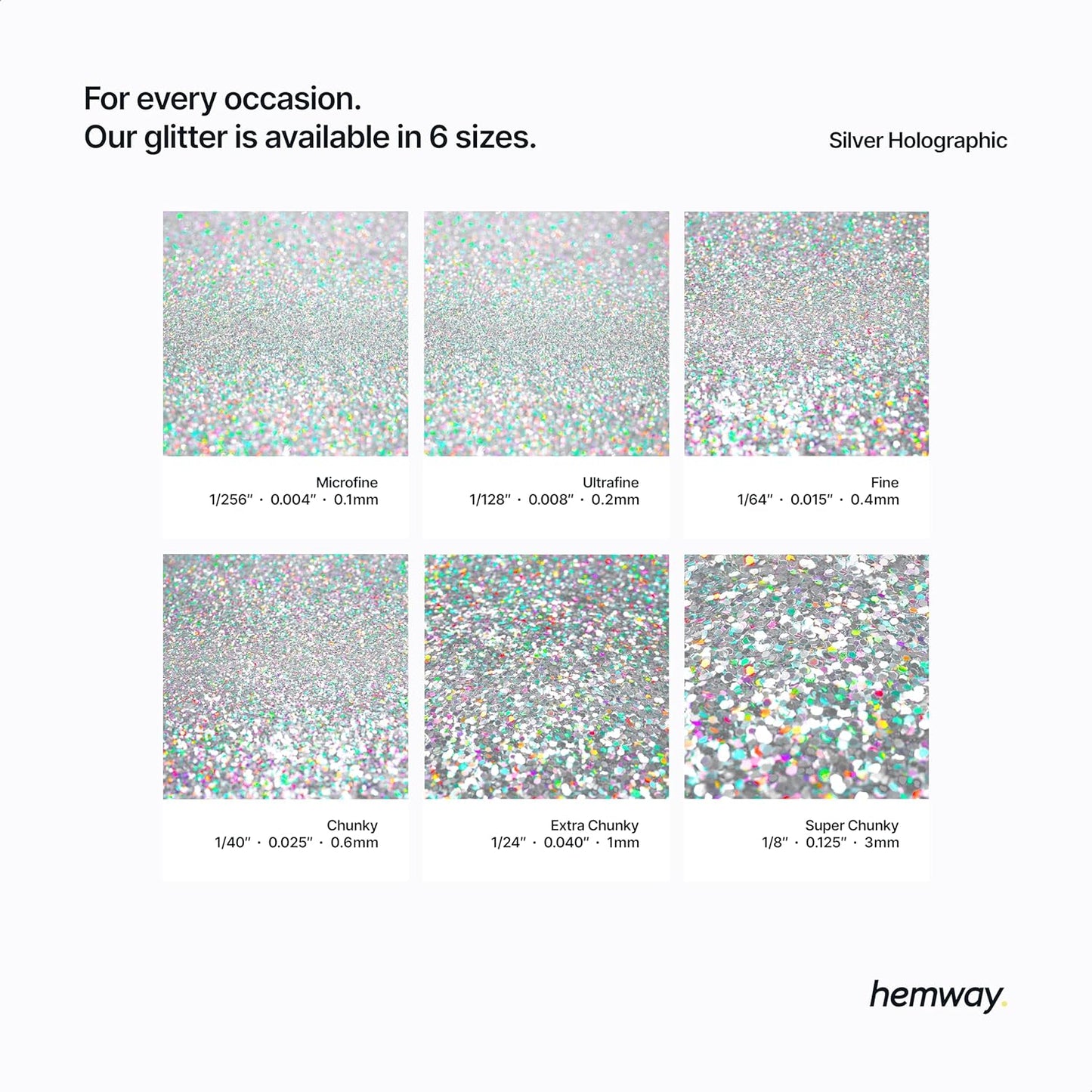 Hemway Polyurethane & Epoxy Glitter Metallic Crystal Flake Additive for Flooring, Jewellery Making, Tumblers and Resin 100g / 3.5oz - Ultrafine (1/128" 0.008" 0.2mm) - Silver Holographic