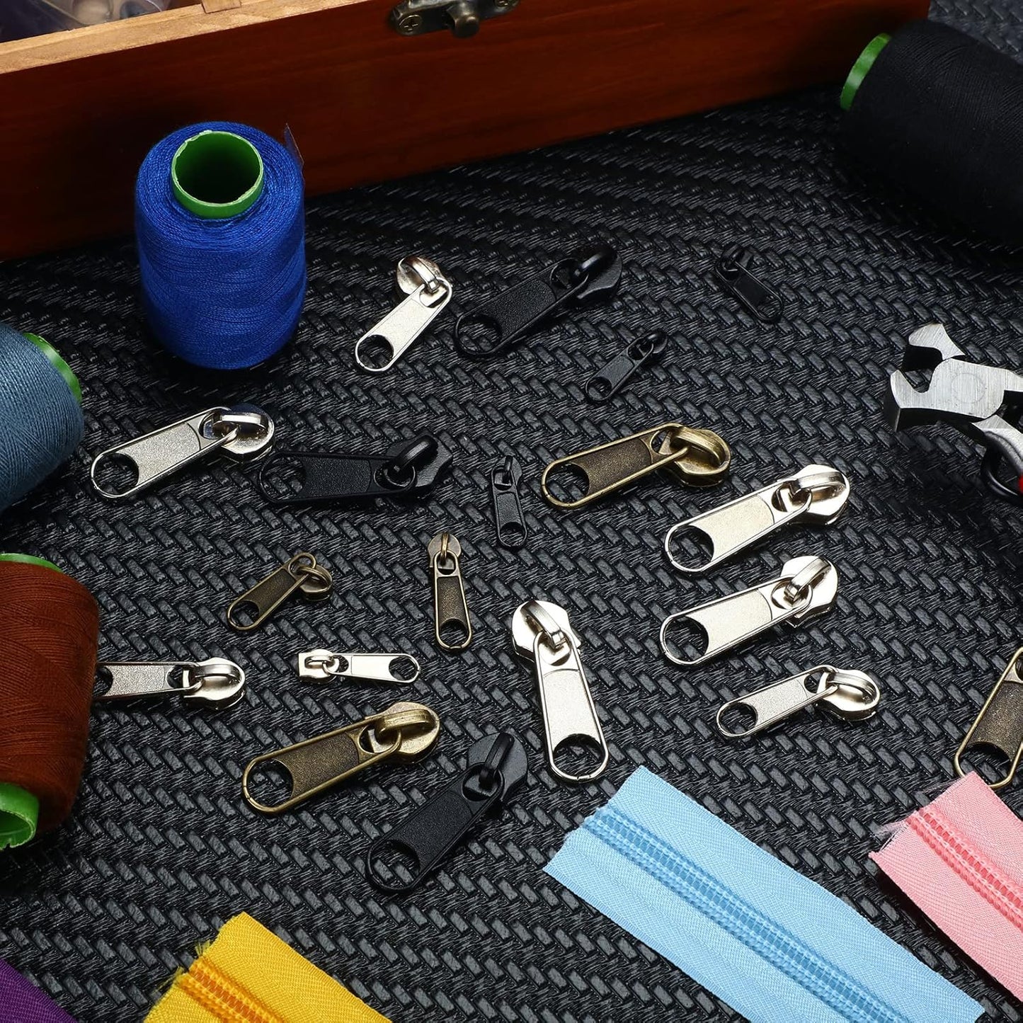 217 Pieces Zipper Repair Kit Replacement, Zipper Pulls, Head Slider, Installation Tools, Stopper Slider Repair Tool Kit for Metal Plastic Nylon Coil Jacket Zippers (Size 8/5/3)