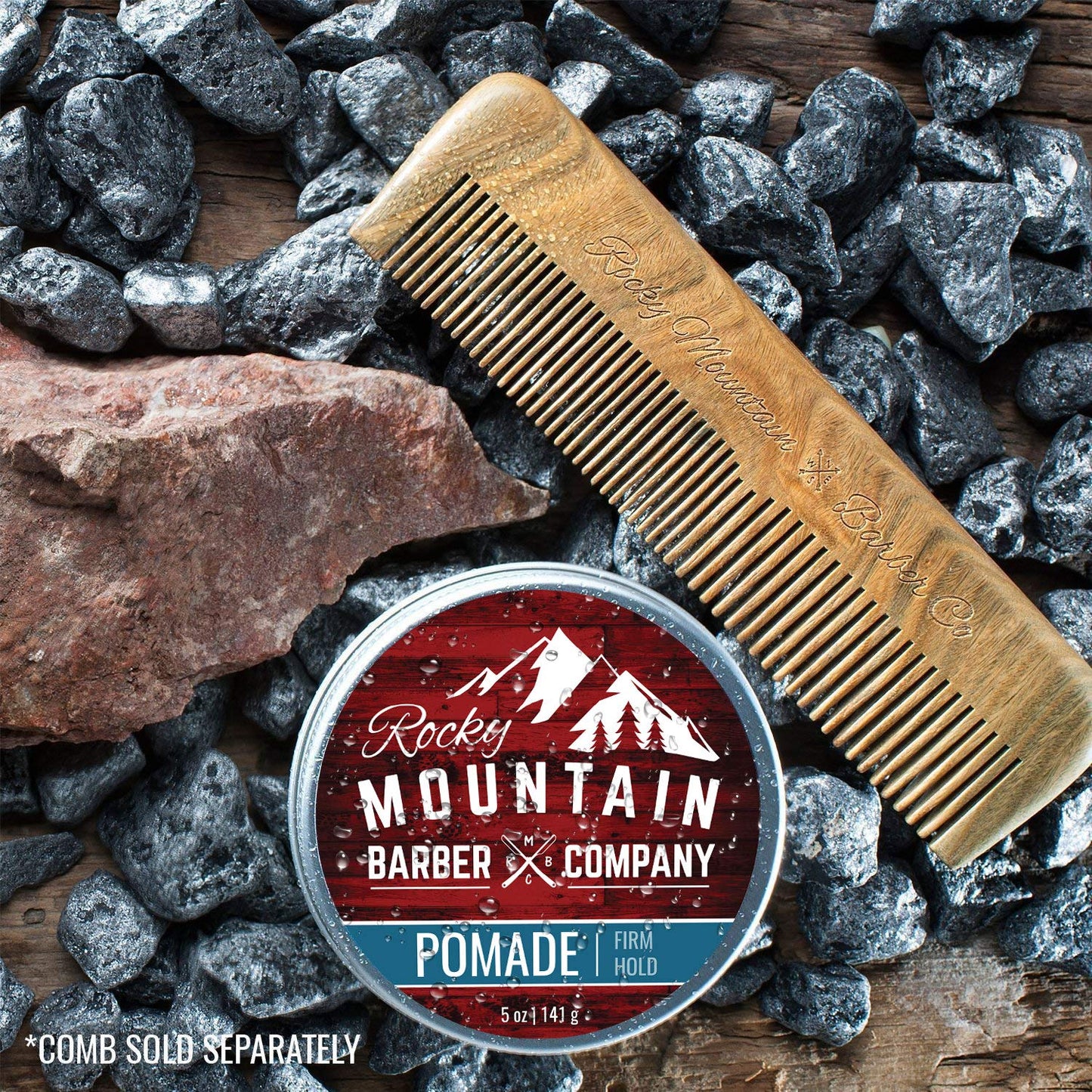 Rocky Mountain Barber Company Pomade for Men - 5 oz Tub Classic Styling Product with Strong Firm Hold for Side Part, Pompadour & Slick Back Looks – High Shine & Easy to Wash Out – Water Based