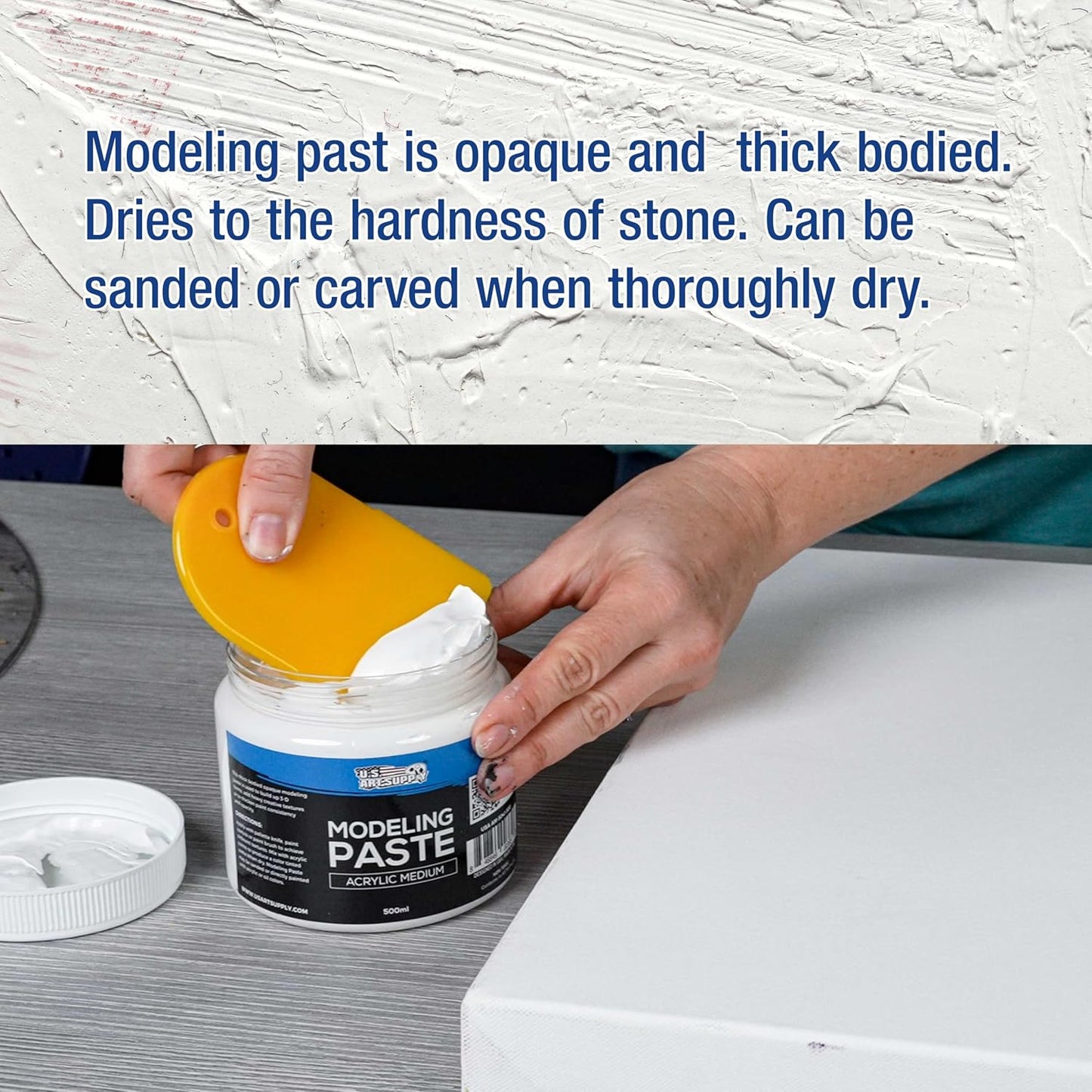 U.S. Art Supply Acrylic Modeling Paste - 16.9oz (500ml) Lightweight, Flexible, Mixable, Sandable, and Archival-Safe