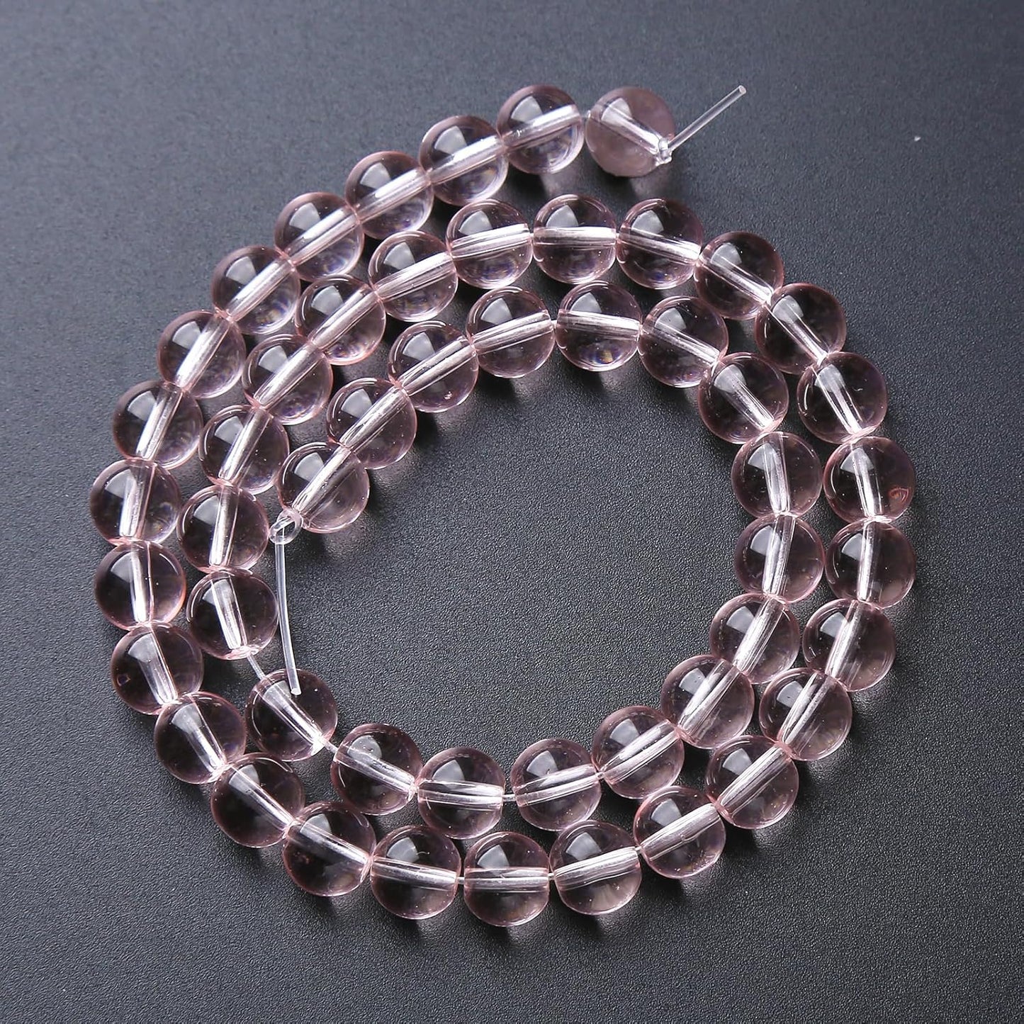 60pcs 6mm Pink Crystal Glass Beads Round Loose Spacer Beads for Jewelry Making DIY Bracelet Necklace Healing Power Stone Beads (Pink Crystal Glass, 6mm)