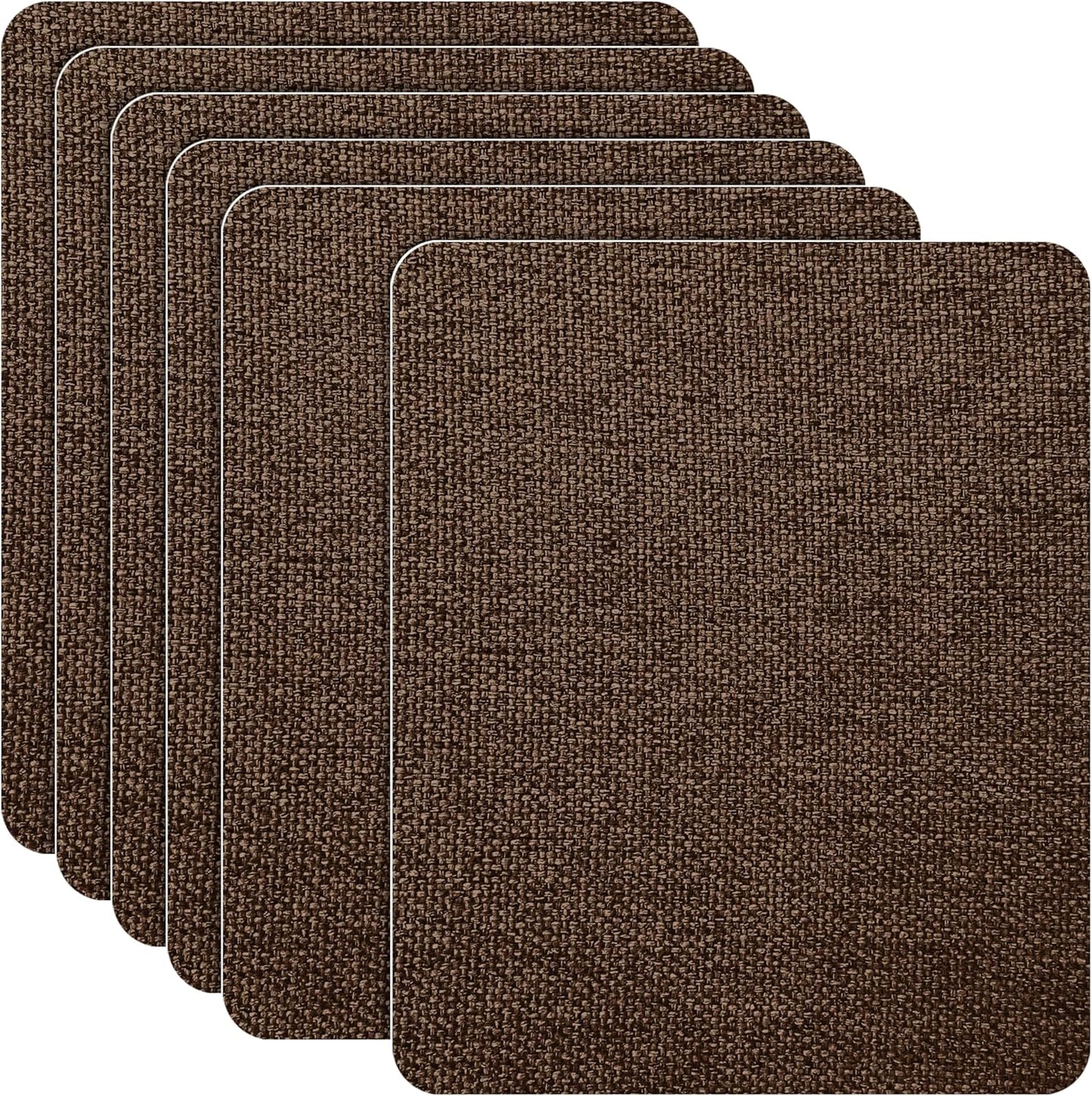 Azobur Coarse Linen Repair Patches, 6 Piece Self-Adhesive Linen Fabric Patches, Multi Color, Can be Used for Linen Sofa Repair and Linen Clothes Repair, Quick Fix Sofa.(Dark Brown)