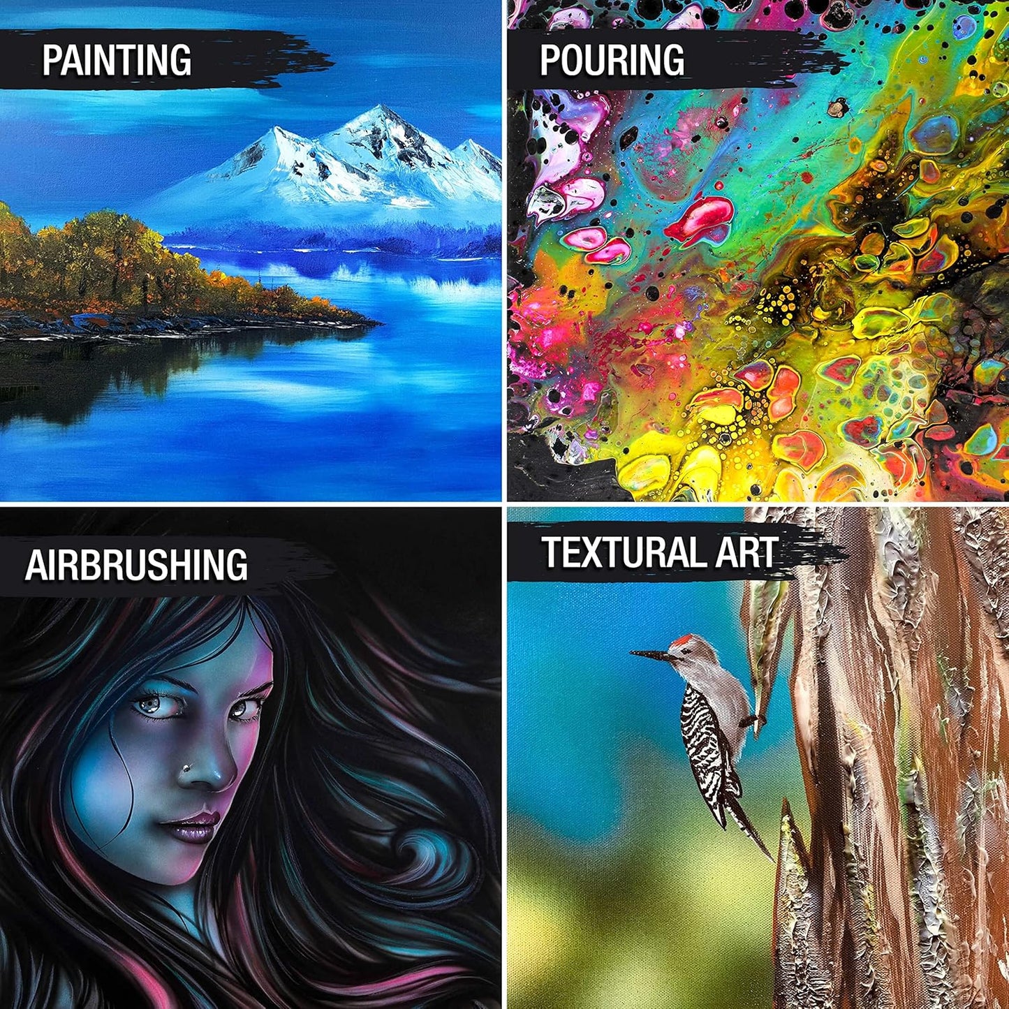 U.S. Art Supply Square Stretched Canvas for Painting 6x6 inch Gallery Depth 1-1/2" Thick, 5-Pack - 12oz Acrylic Gesso Triple Primed, Professional Artist Quality, 100% Cotton - Pouring, Oil Paint