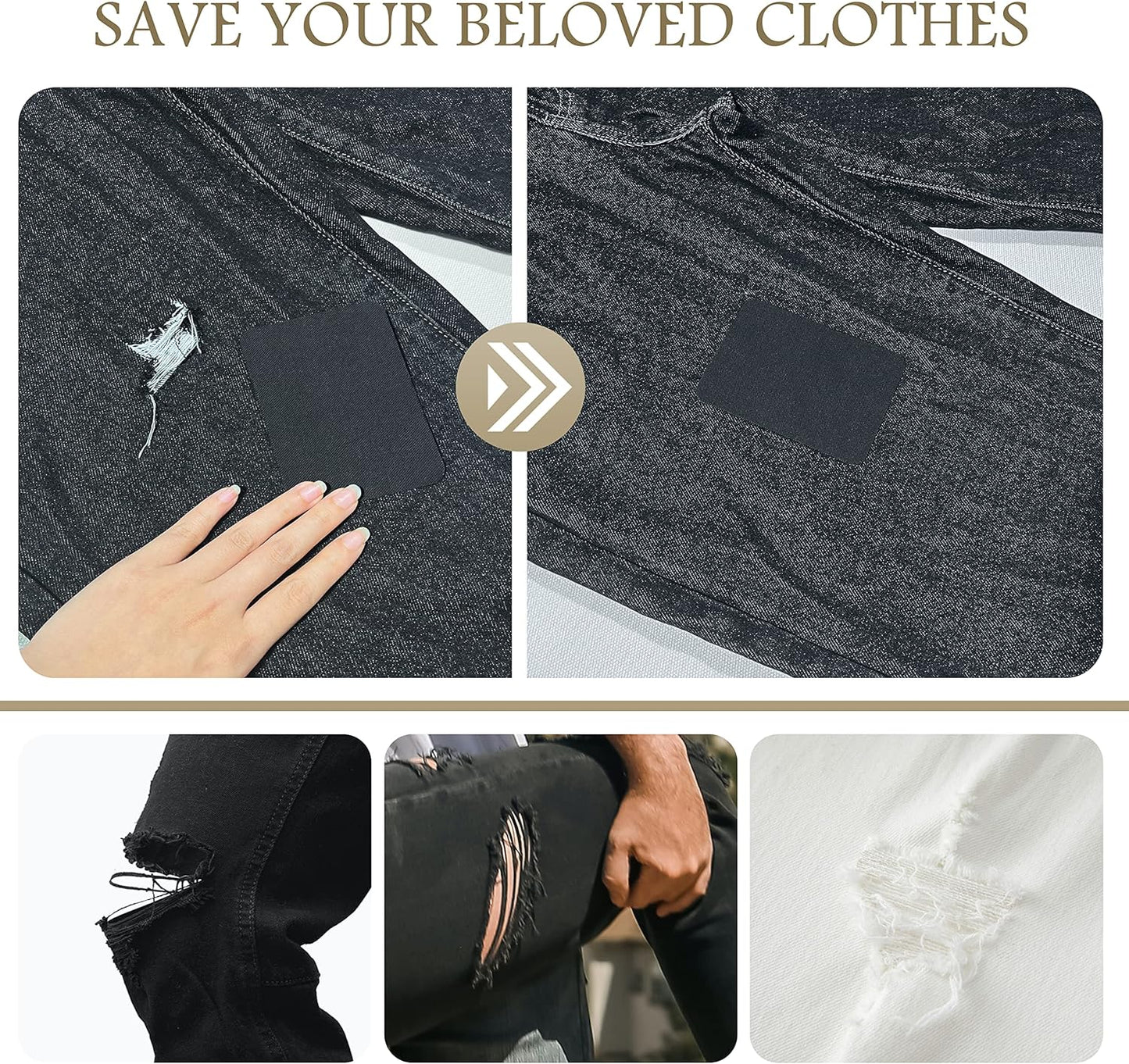 KING MOUNTAIN Iron-on Repair Patch 20 Pcs Pack,100% Cotton Iron-on Repair Patch,3" x4-1/4 with Back Glue Fabric Repair Kit,Repair Denim, Clothes and Fabric (Black1.0)