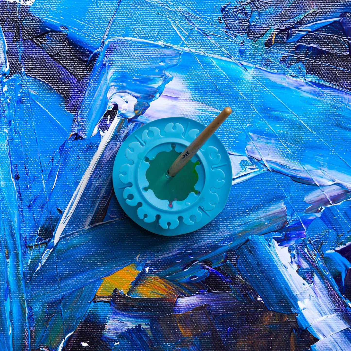 Paint Puck Ultimate Rinse Cup Paint Brush Cleaner (Blue, Jar) - Non-Spill Paint Water Cup & Brush Cleaner with Brush Holder, Squeegee Lips & Drip Tray for Acrylic, Watercolor & Art Supplies