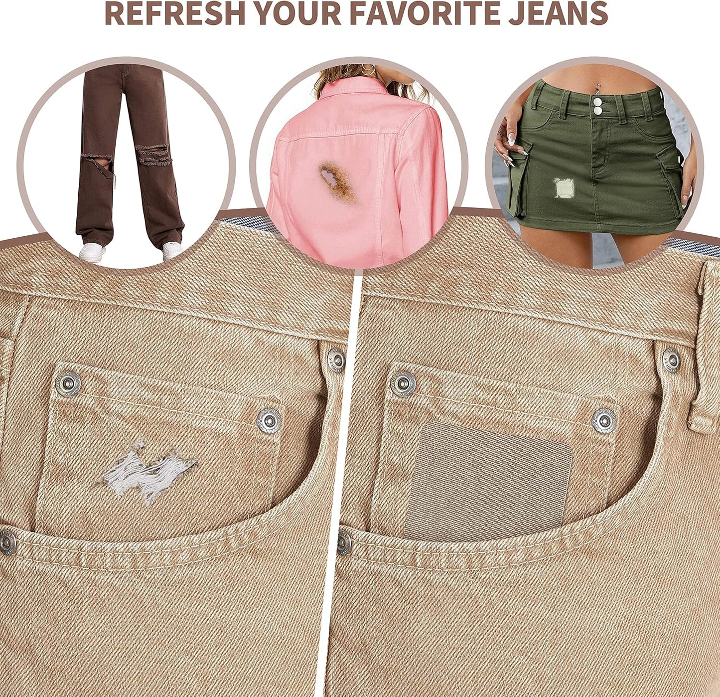 KING MOUNTAIN Iron-on Repair Patch 20 Pcs Pack,Denim Patches for Jeans Kit 3" by 4-1/4", 100% Cotton Denim Iron-on Repair Patch,Jeans and Clothing Repair and Decoration Kit (Five Color 2.0)