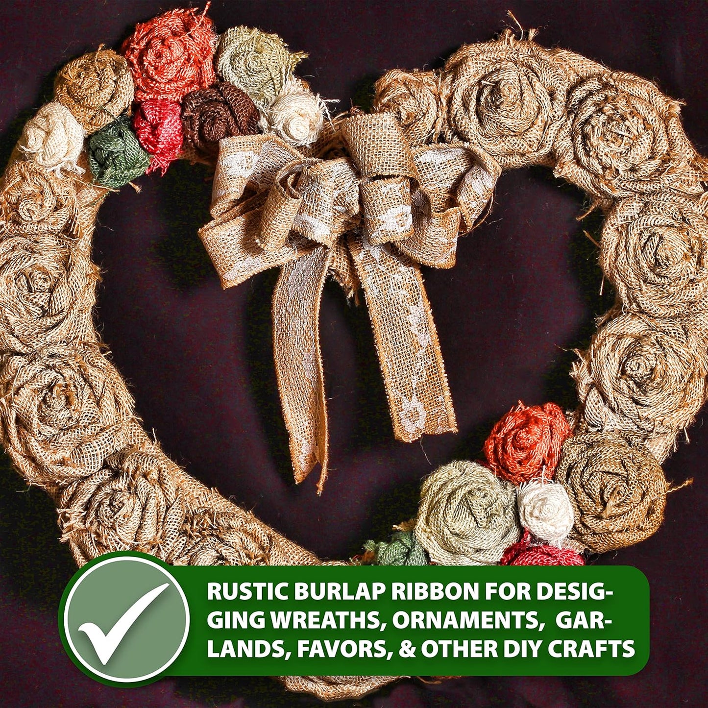 Mandala Crafts Orange Burlap Wired Ribbon 2.5 Inches Wide Jute Ribbons for Crafts - 10 Yds Roll Rustic Burlap Wrap Trim Ribbons for Wreaths Bows Party Decoration