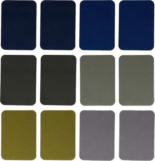 Johnson & Smith Iron On Patches - 12-Piece Iron On Patch for Clothing, Pants Repair - Adhesive Fabric Patches - Easy to Use, No Sewing Needed - Cool Rectangle Patches – Green and Navy