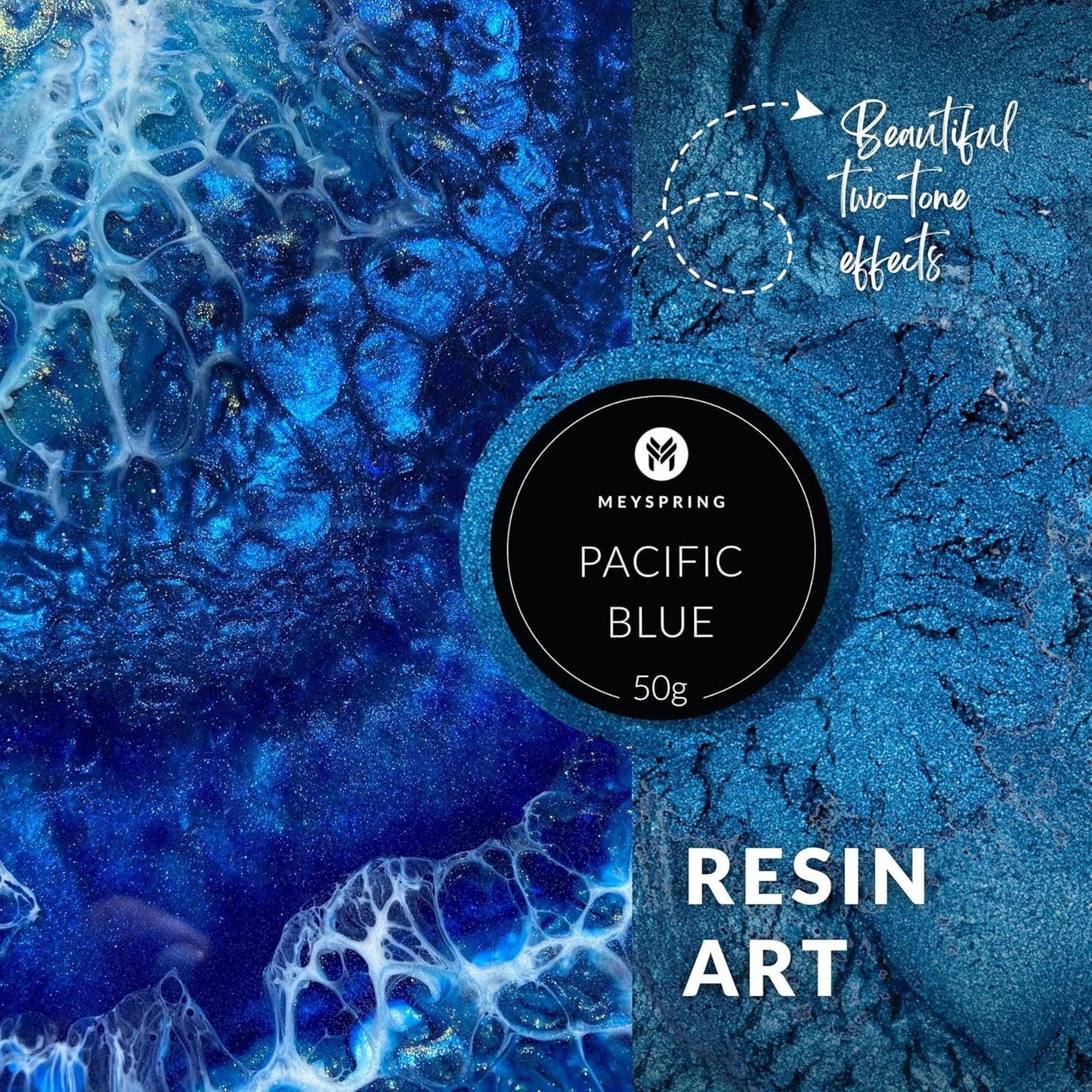 MEYSPRING Pacific Blue Epoxy Resin Color Pigment - 50 Grams - Great for Resin Art, Epoxy Resin, and UV Resin - Mica Powder for Epoxy Resin