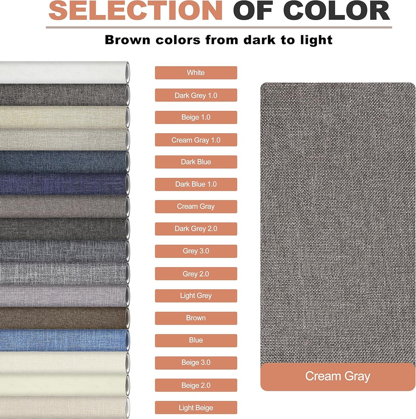 KING MOUNTAIN Fine Linen Repair Patches, Self-Adhesive Linen Fabric Patches, 12X40 inch Extra Size, Multi Color, Can be Used for Linen Sofa Repair and Linen Clothes Repair(12" x 40",Cream-Gray)