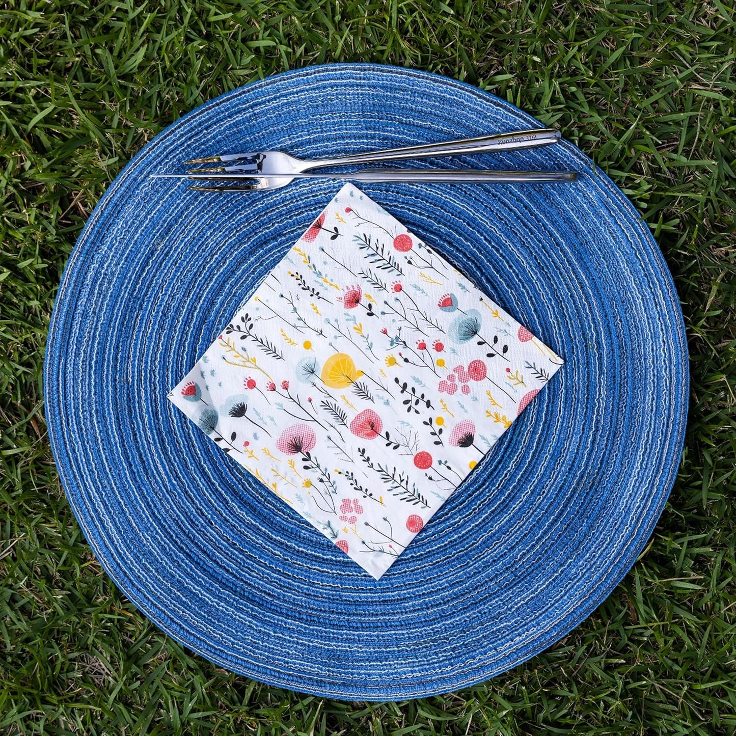 20 pcs Premium Designer Paper Napkins, 3-Ply 6.5x6.5-inches Disposable Decorative Fall Paper Guest Floral White Napkin for Wedding Birthday Anniversary Lunch Dinner Party Baby Shower